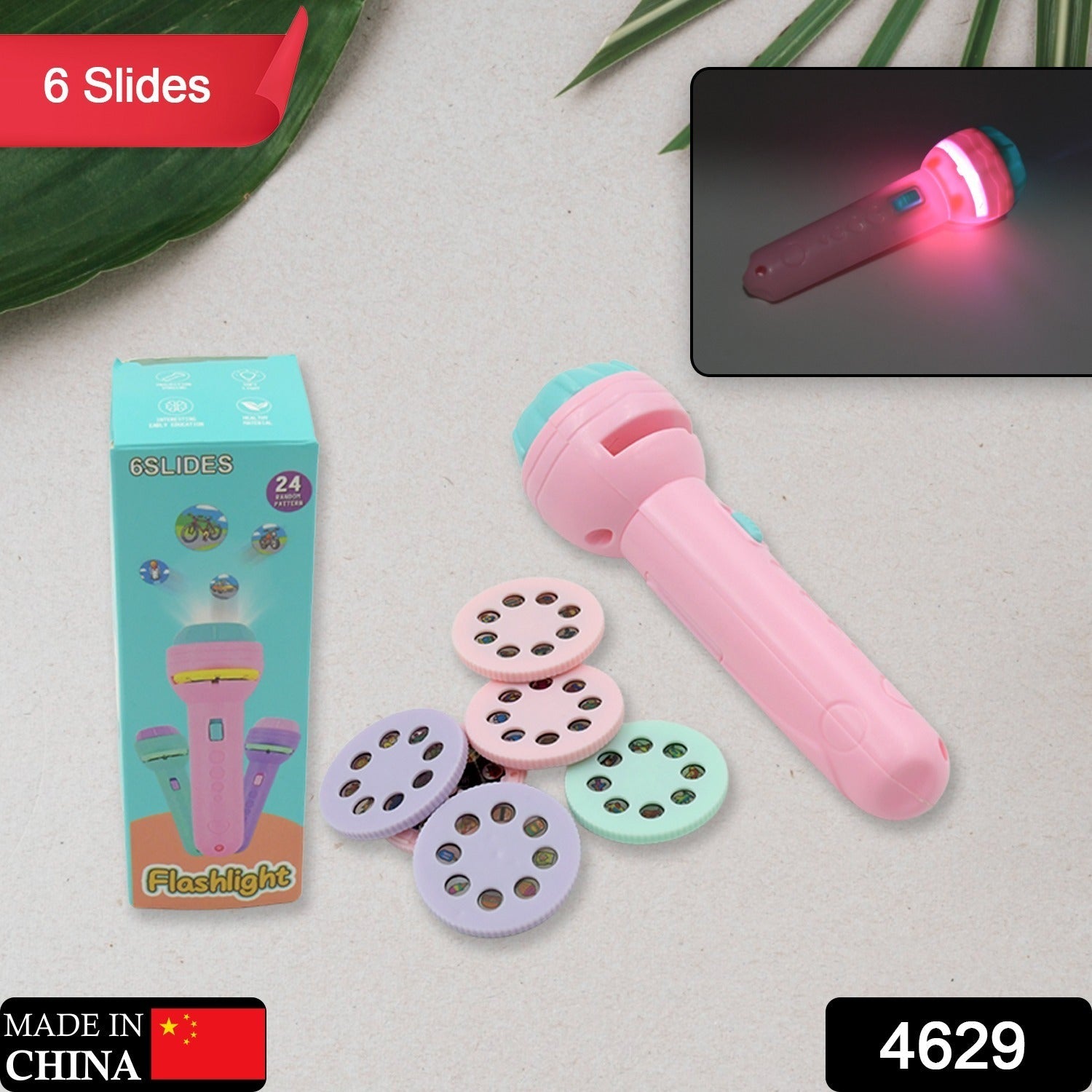 Mini Slide Projector for Kids with 6 Slide and Animated Pattern, Flashlight Torch for Kids, Projector Torch, Educational Learning Toy, Education Learning For Girls & boy - Springkart 