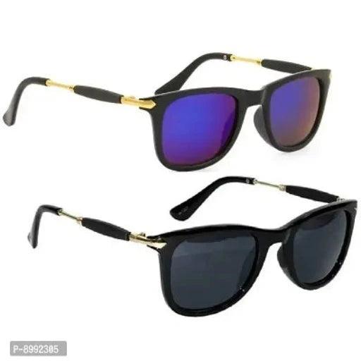 Latest Arzonai Unisex Combo of 2 Wayfarer Sunglasses for Men and Women (Blue and Black)