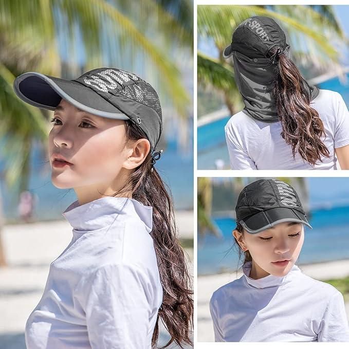 Sun Cap with Detachable Cotton Face Cover For Women - Springkart 