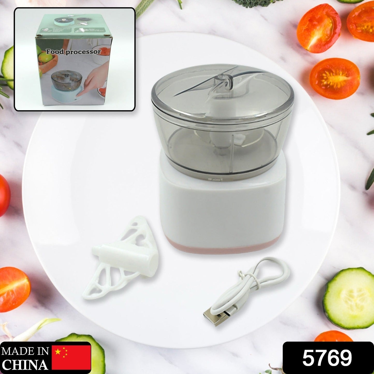Portable Mini Food Processor Chopper Electric Veggie Chopper 3 Blades With Charching Cable Type C, Vegetable Chopper, Garlic Chopper Food Grinder for Chopping Ginger, Pepper Chili, Onion, Fruit, Meat - Springkart 