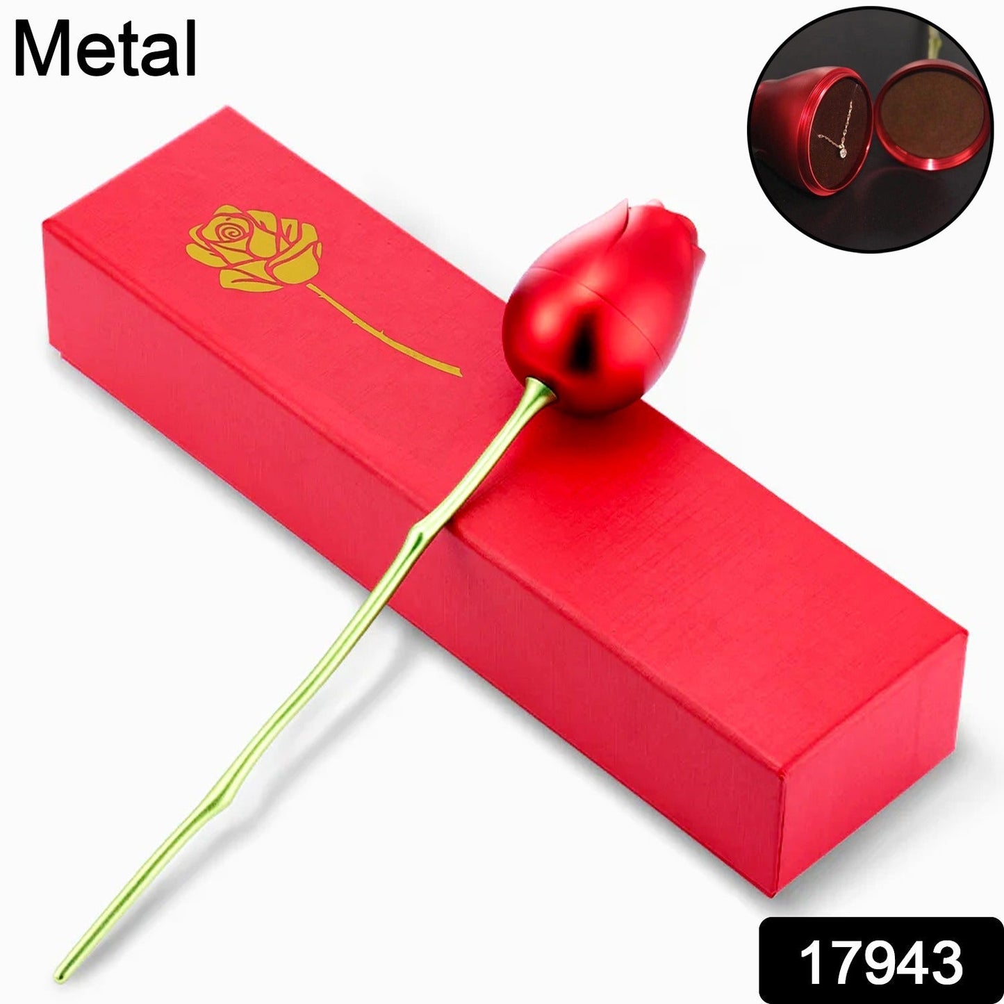 Metal Red Rose Couple Jewelry Box-Fancy Jewelry Box (1 Pc) - Springkart 
