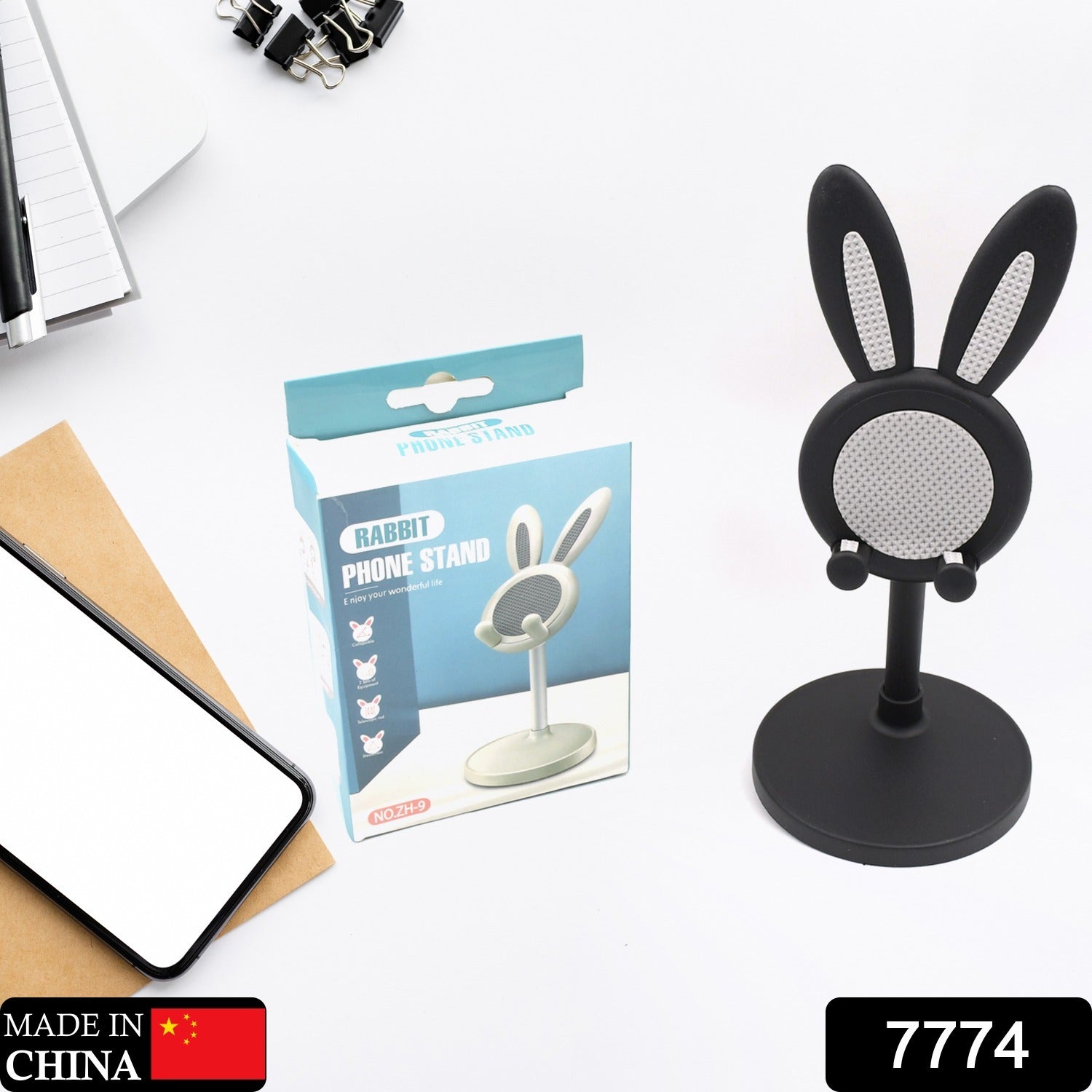 Cute Bunny Phone Stand, Angle Height Adjustable Phone Stand for Desk, Kawaii Phone Holder Desk Accessories, Easter Bunny Gifts Favor for Girl & Boys Accessories for Phone, Tablet, Easter Gifts Favors - Springkart 