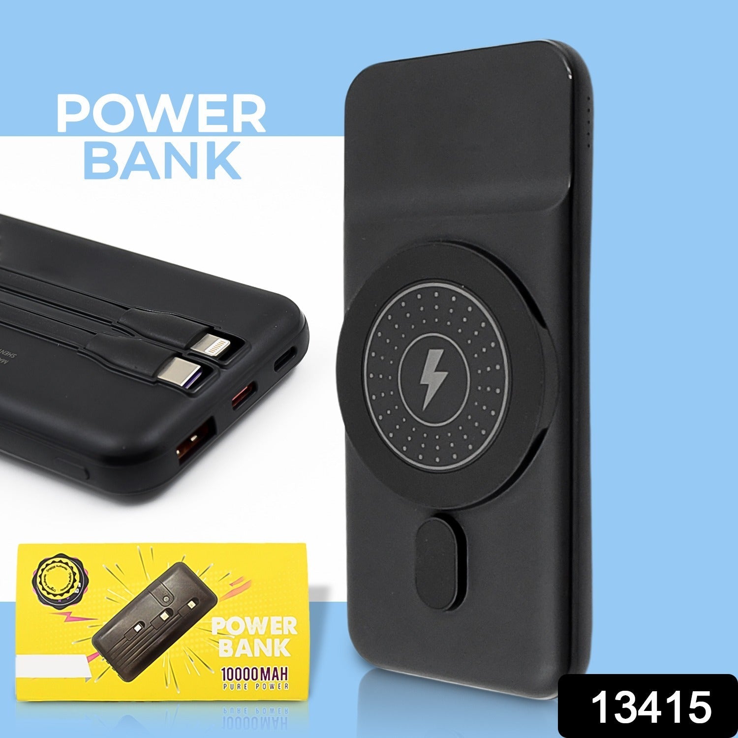 Fast Charging Magnetic Power Bank Portable Wireless & 2in1 USB Battery Charger 10000mah (1 Pc) - Springkart 