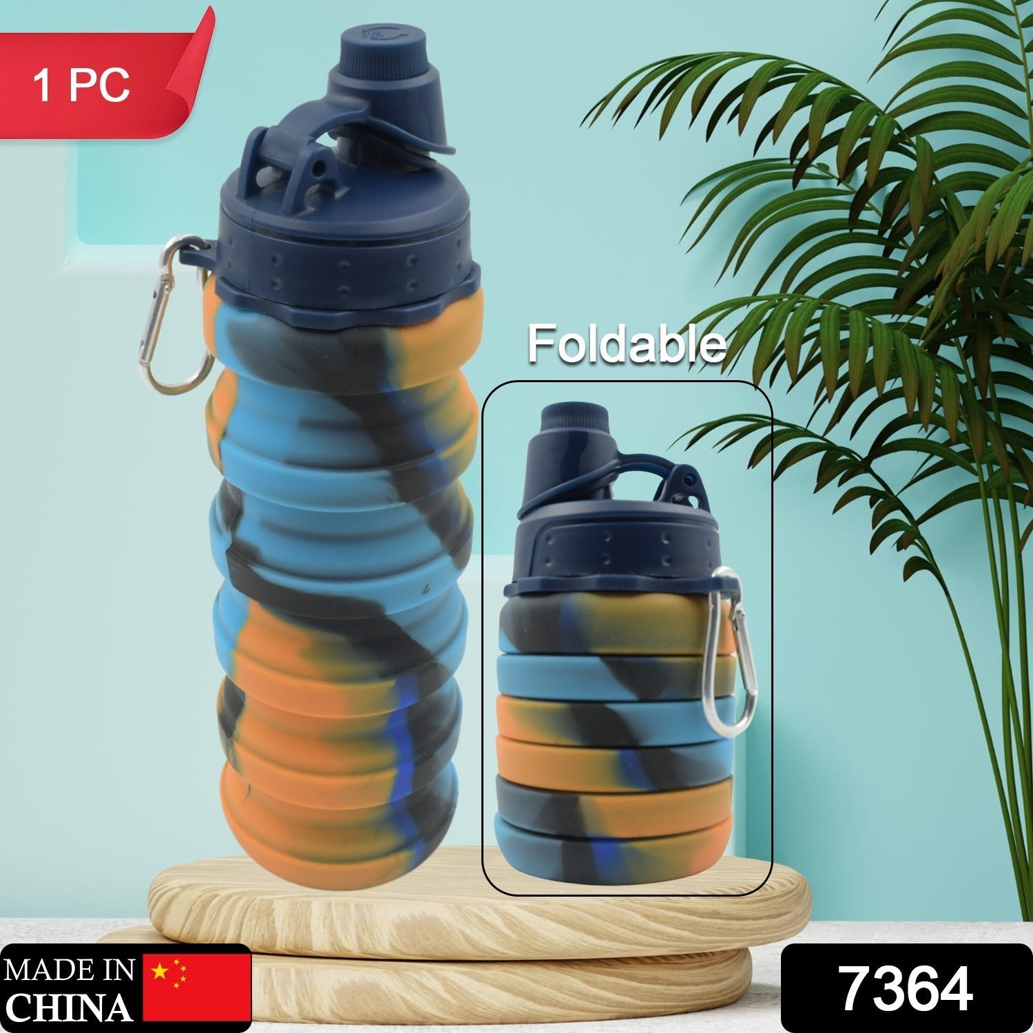 Foldable Water Bottle, Silicone Leak Proof Portable Sports Travel Water Bottle for Outdoor, Gym, Hiking (1 Pc / 24 cm Foldable) - Springkart 