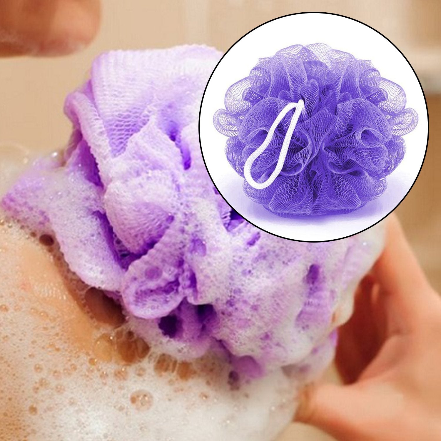 Bath Shower Loofah Sponge Pouf Body Scrubber (Pack Of 6pcs) - Springkart 