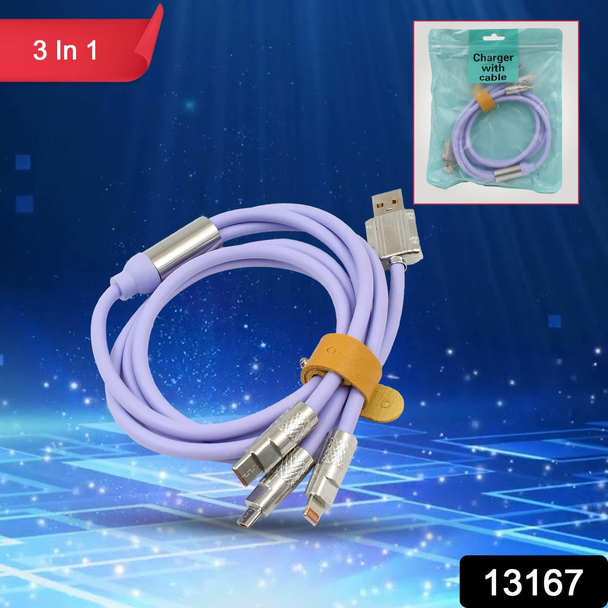 3 in 1 Multi Super Fast Charging Cable (1 Pc) - Springkart 