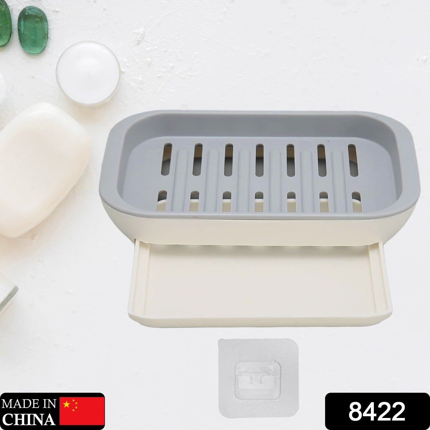 Bathroom Soap Holder, Soap Dish Container, Soap Case for Water Draining, Soap Holder Tray with Adhesive Sticker - Springkart 