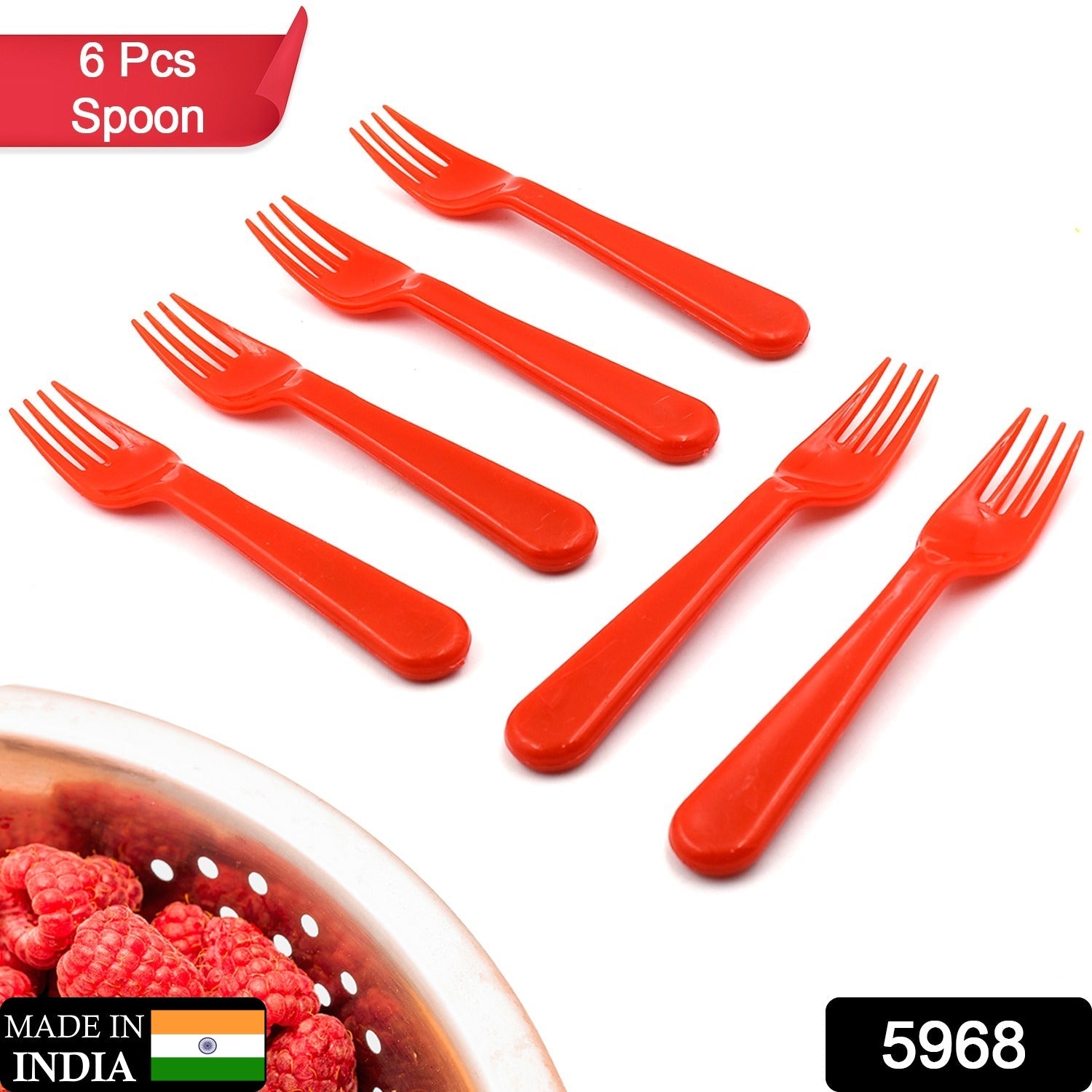 Plastic Fork Spoon, Fork Spoon Set, Fruit Fork Spoon Set | Baby Fork Spoon/Vegetable Fork Spoon, Plastic Salad Spoon, Dessert Spoon (6pc set) - Springkart 
