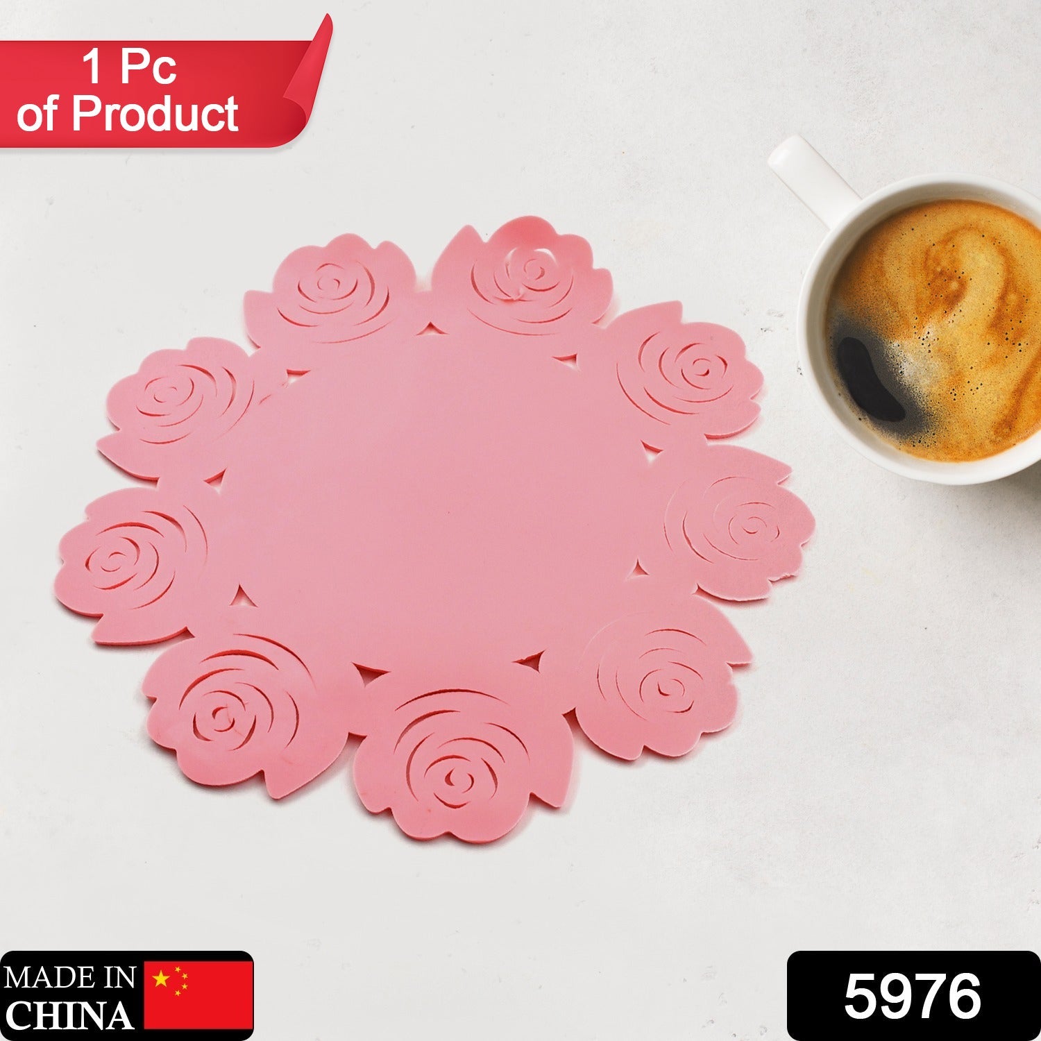 Multifunctional Placemat: Plate & Cup Mat in One (Rose/Circular) - Springkart 