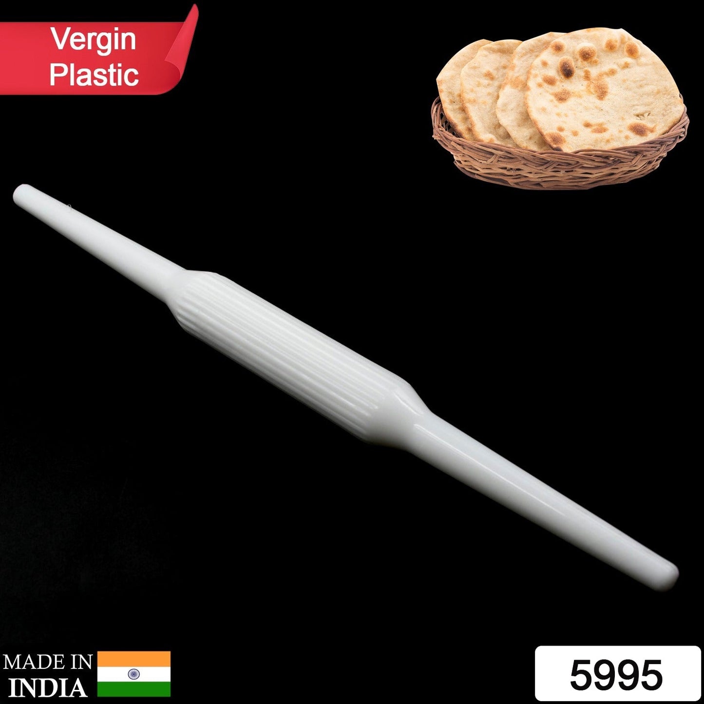 Kitchen Plastic Vergin Belan / Rolling Pin for Roti / Chapati High Quality Kitchen Tool (1Pc) - Springkart 