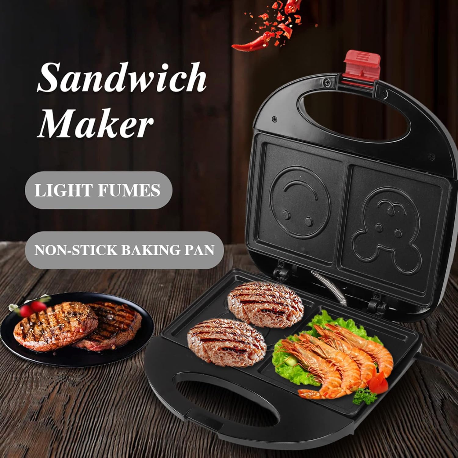 Double Sided Heating 750w Electric Sandwich Maker (1 Pc) - Springkart 