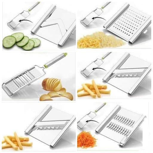 2142 6 In 1 Stainless Steel Kitchen Chips Chopper Cutter Slicer And Grater With Handle - Springkart 