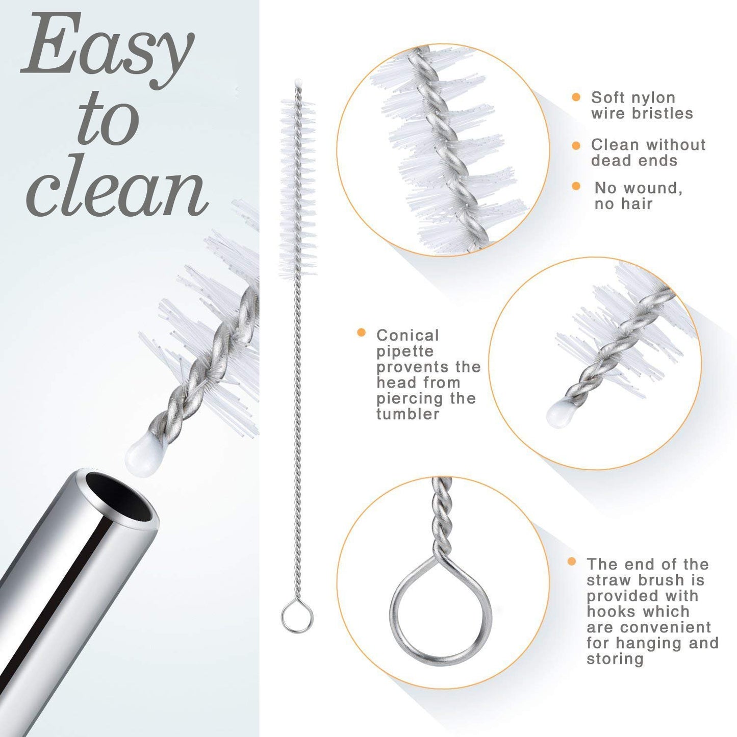 1733 Reusable Stainless Steel Drinking Straws Bent (4 Bent Straws 1 Brush) - Springkart 