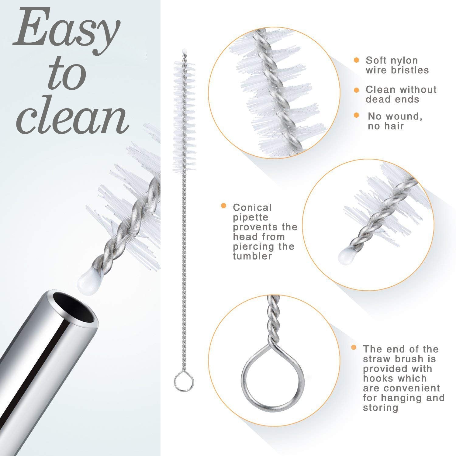 1733 Reusable Stainless Steel Drinking Straws Bent (4 Bent Straws 1 Brush) - Springkart 