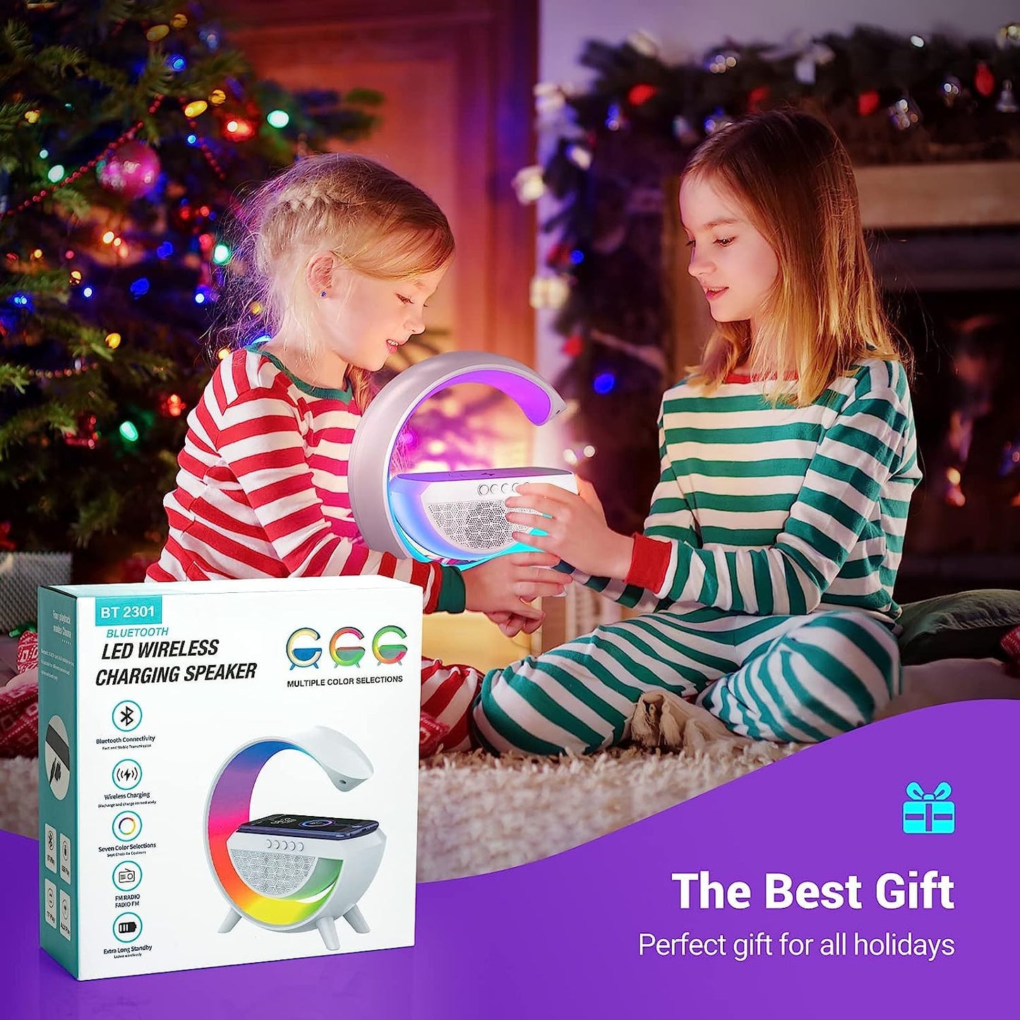 1393 3-in-1 Multi-function Led Night Lamp With Bluetooth Speaker Wireless Charging For Bedroom For Music Party And Mood Lighting - Perfect Gift For All Occasions - Springkart 