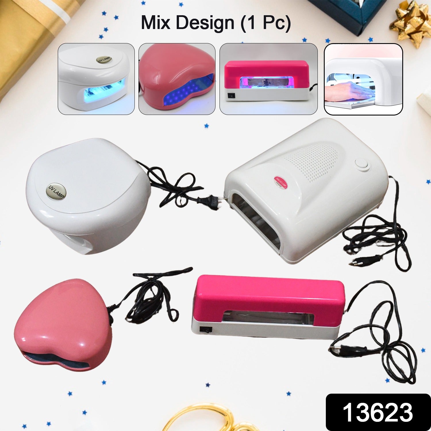 Led Uv Lamp Nail Dryer Gel Nail Lamp Nail Polish Curing Lamp (1 Pc Mix Design) - Springkart 
