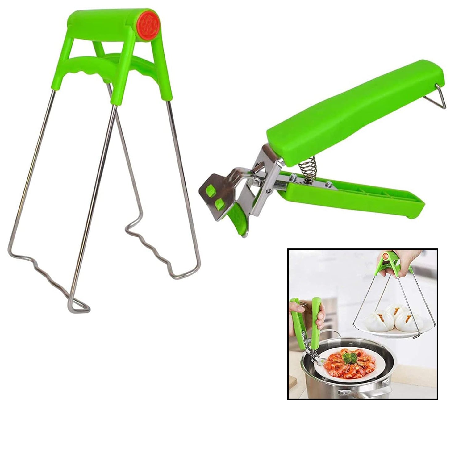 Kitchen Hot Plate Gripper Stainless Steel Bowl Clip (2 Pcs Set) - Springkart 