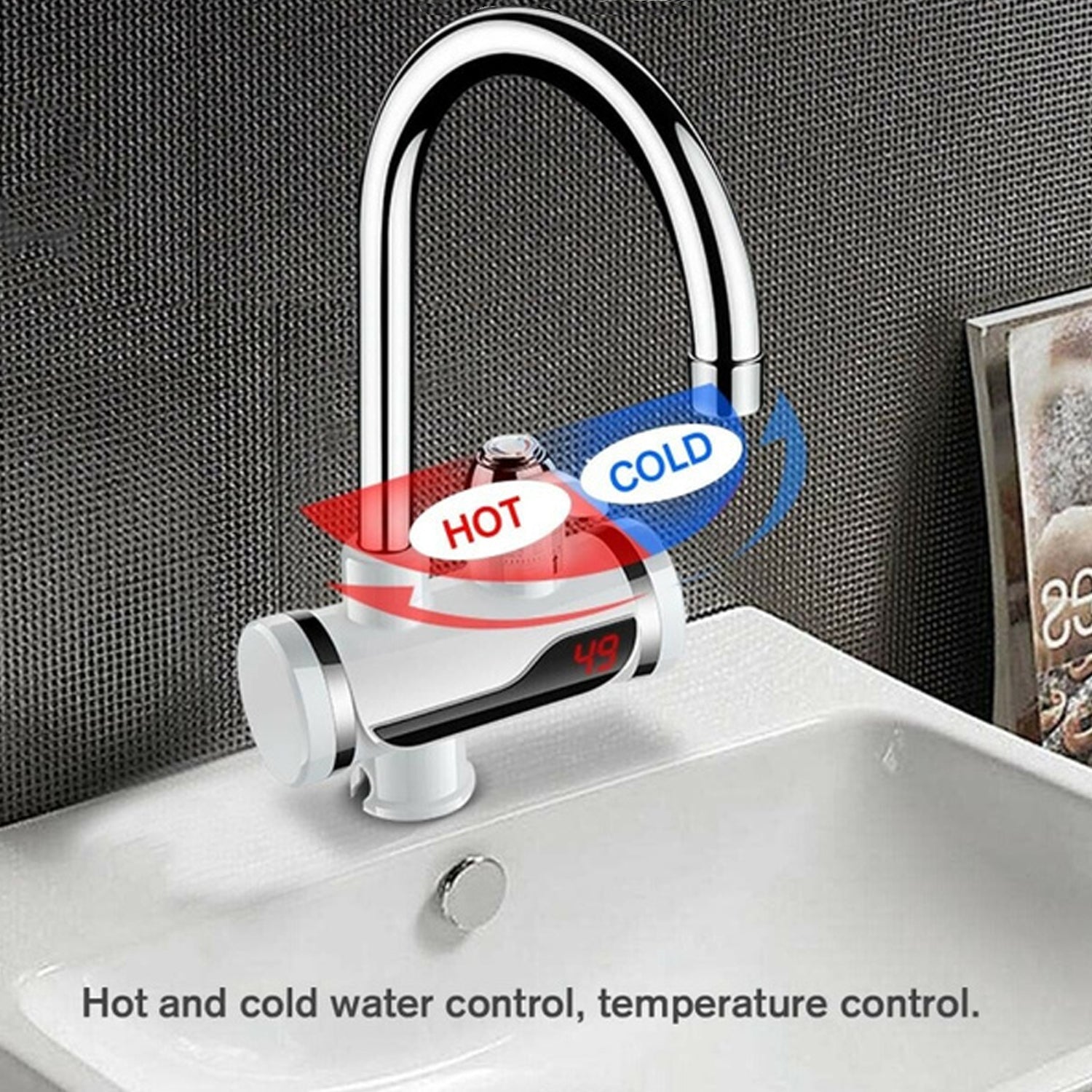 Stainless Steel LED Digital Display Instant Heating Electric Water Heater Faucet Tap, Geyser - Springkart 