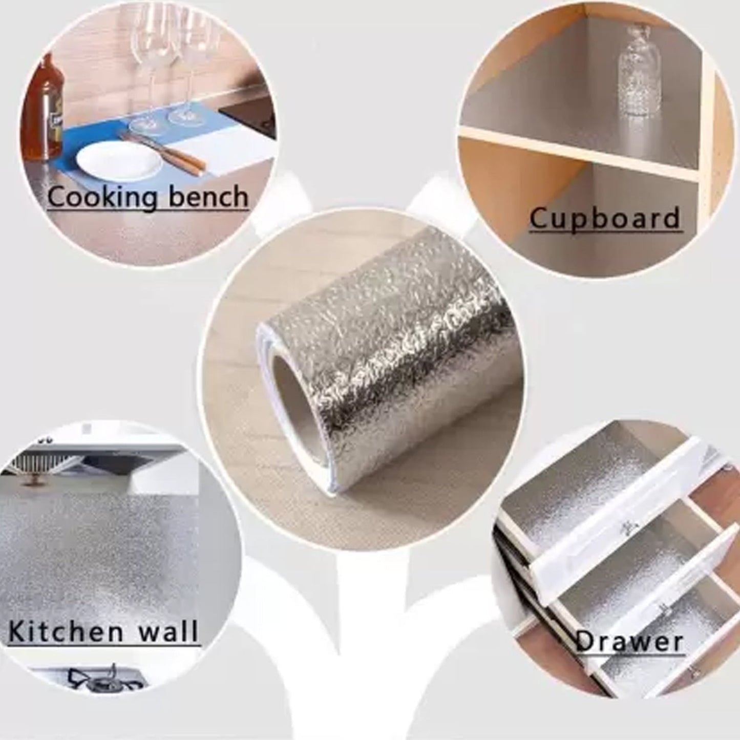 Aluminium foil for Kitchen and Aluminium Foil Paper Sticker Roll for Kitchen Wall, Drawers. (60cmx2Meter) - Springkart 