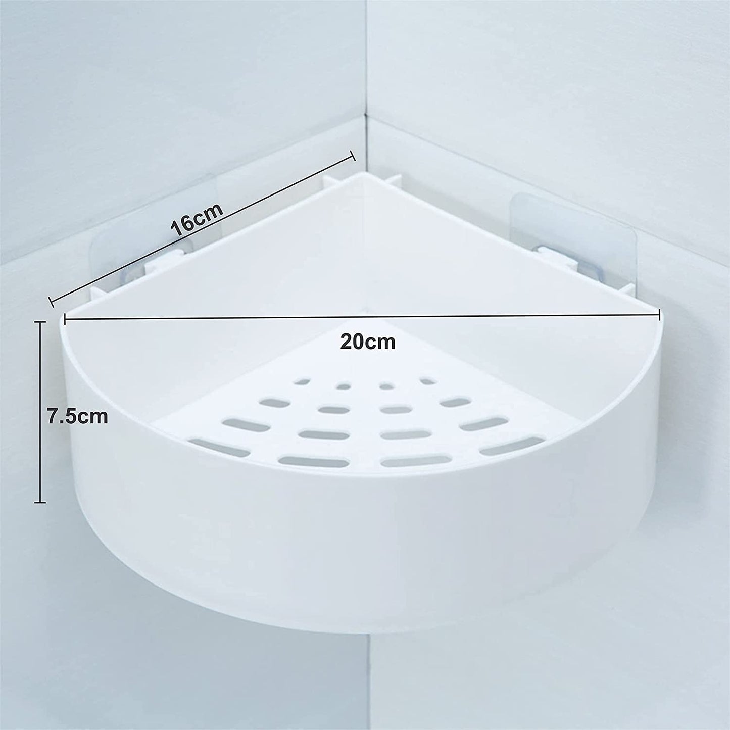 Corner Shelf Bathroom Kitchen Rack Self Adhesive Shower Caddy Plastic Triangle Wall Mount Storage Basket - Springkart 