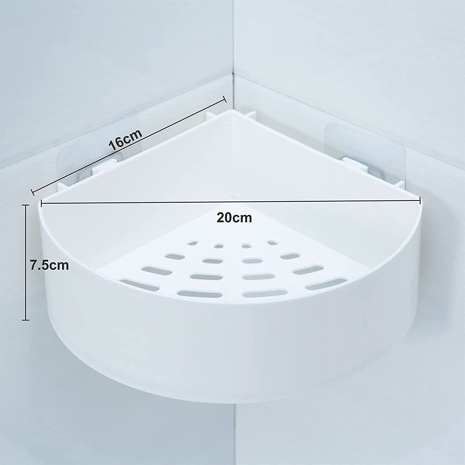 Corner Shelf Bathroom Kitchen Rack Self Adhesive Shower Caddy Plastic Triangle Wall Mount Storage Basket - Springkart 