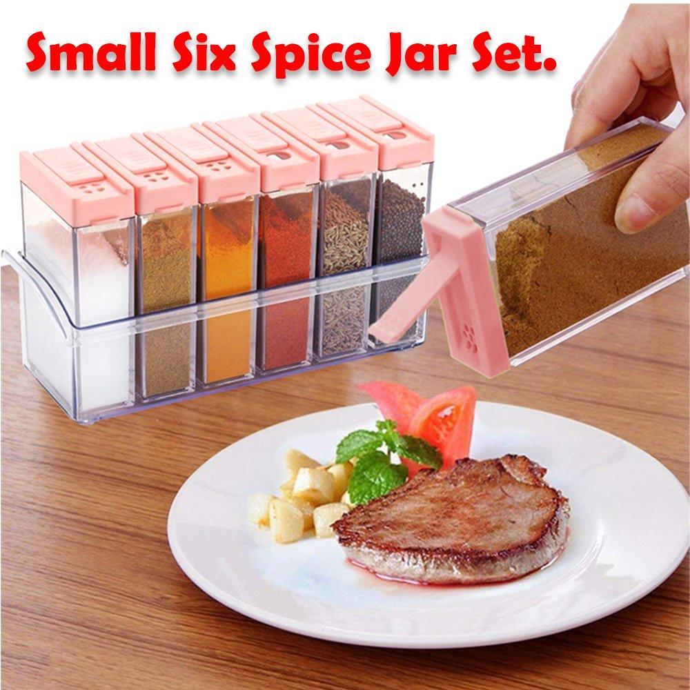 Plastic Spice Jars (6 pcs, 14x22x8cm, Multicolour) - Springkart 