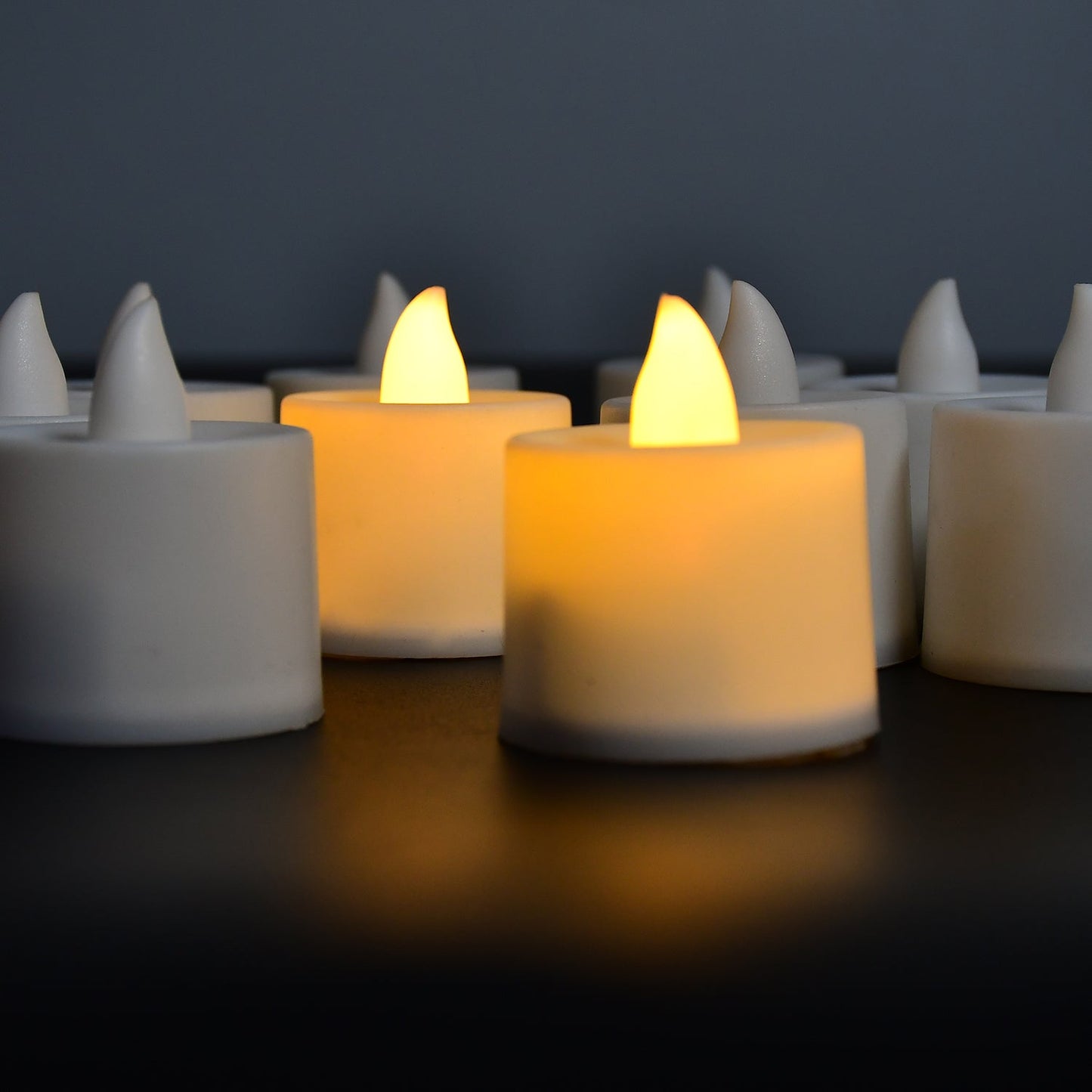 Festival Decorative - LED Yellow Tealight Candles (White, 10 Pcs) With Container - Springkart 