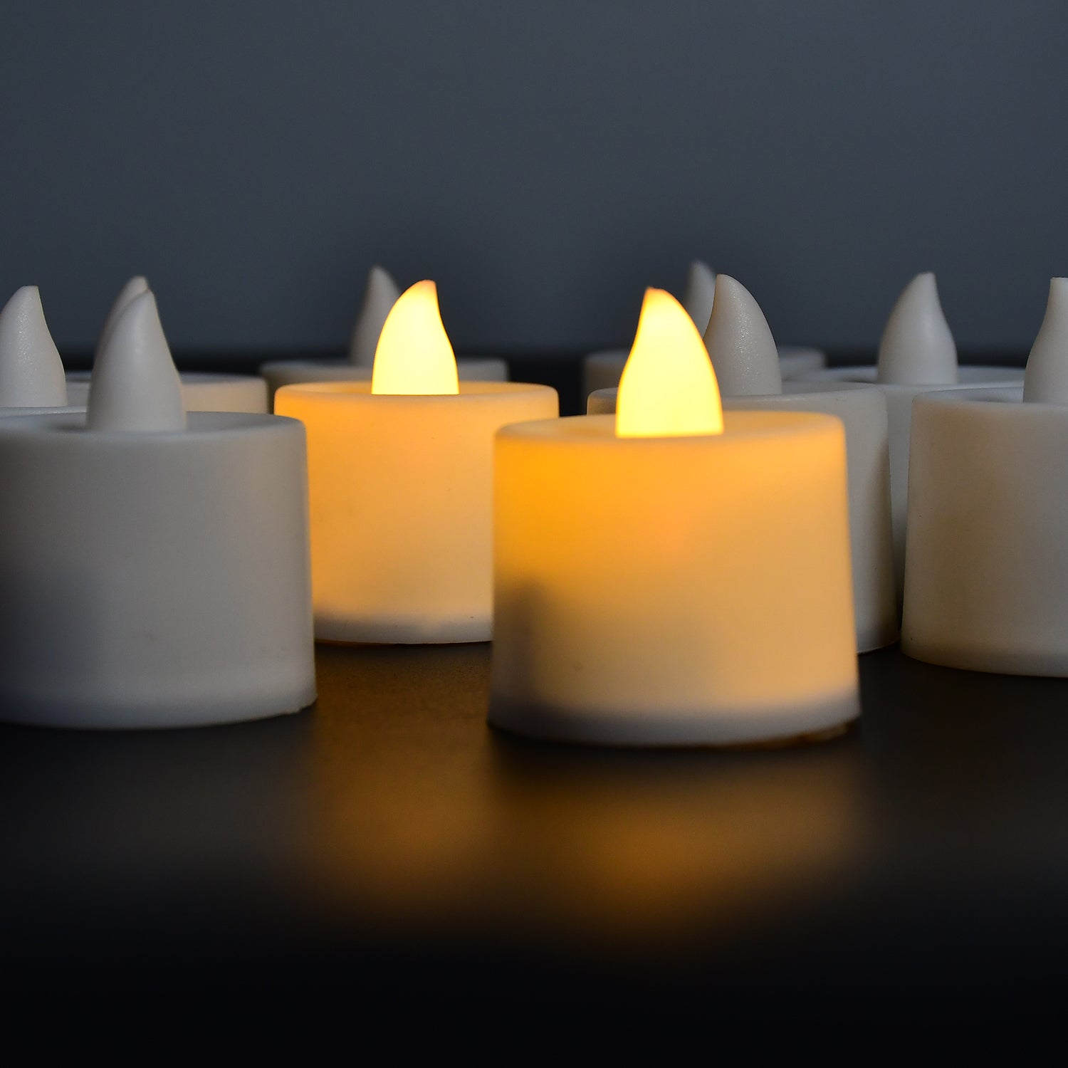 Festival Decorative - LED Yellow Tealight Candles (White, 10 Pcs) With Container - Springkart 