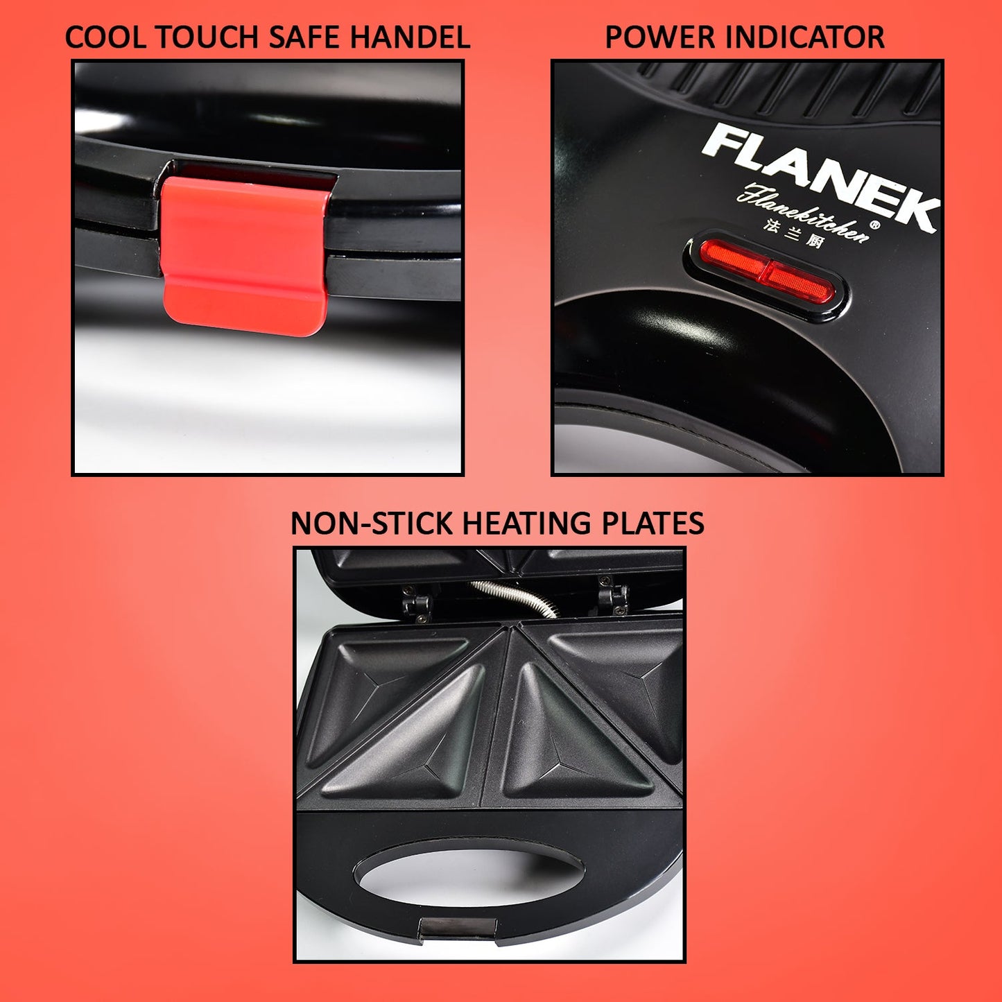 Sandwich Maker Makes Sandwich Non-Stick Plates| Easy to Use with Indicator Lights Sandwich toaster - Springkart 