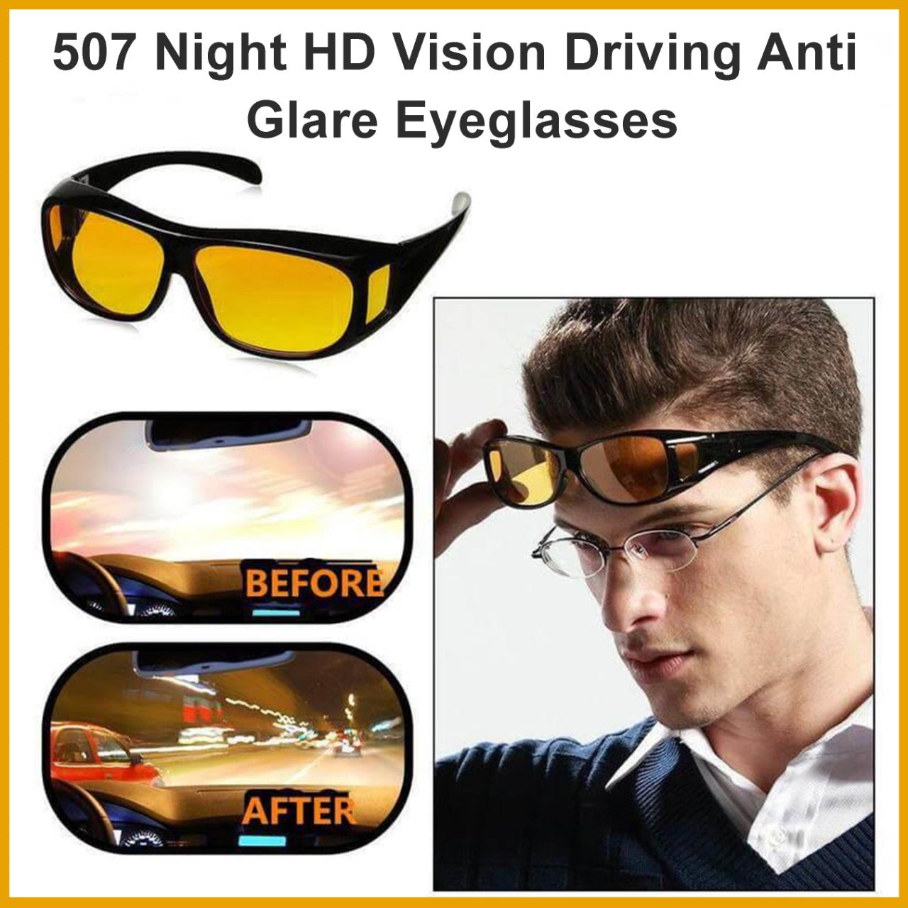 Night HD Vision Driving Anti Glare Eyeglasses - Springkart 