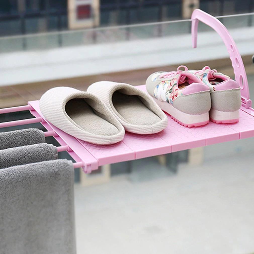 Multi-function Hanging Window Sill Drying Rack Easy Folding Drying Rack Balcony Retractable Drying Shoe Rack - Springkart 