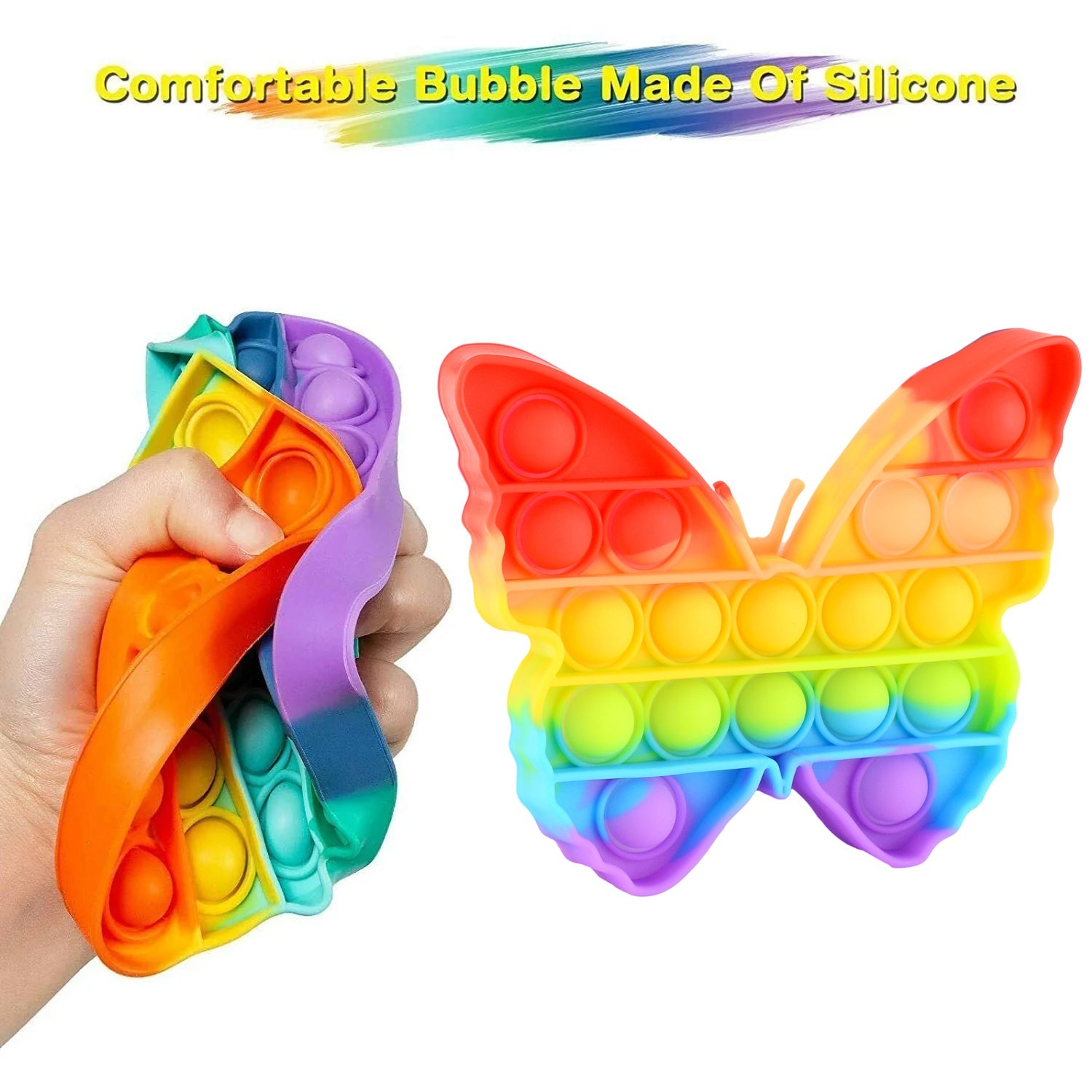 Pop Fidget Toy Push Pop Bubble Fidget Sensory Toy for Kids and Adults Fidget Popper Stress Reliever Sensory Fidget Poppers (Butterfly & Car Shape / 1 Pc) - Springkart 