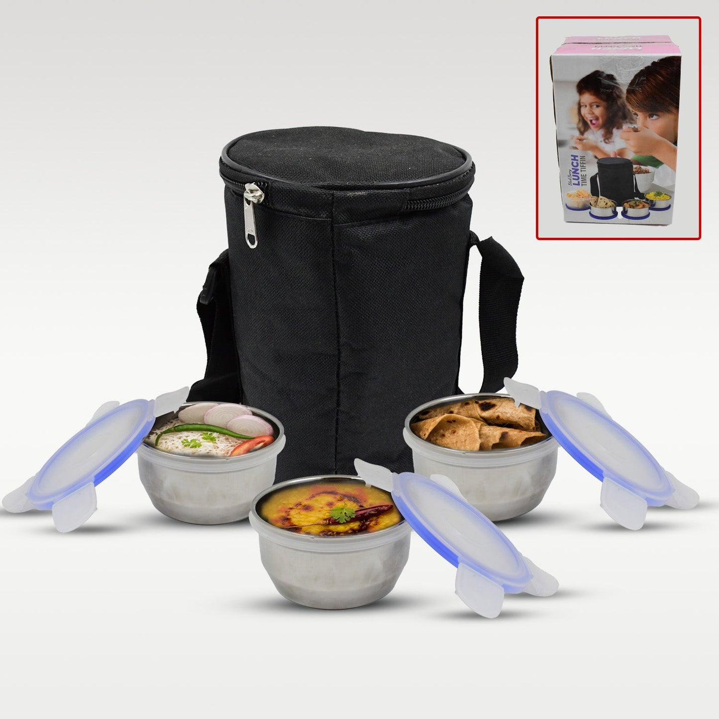 AIRTIGHT & LEAK PROOF STAINLESS STEEL CONTAINER MULTI COMPARTMENT LUNCH BOX CARRY TO ALL TYPE LUNCH IN LUNCH BOX & PREMIUM QUALITY LUNCH BOX IDEAL FOR OFFICE , SCHOOL KIDS & TRAVELLING IDEAL - Springkart 