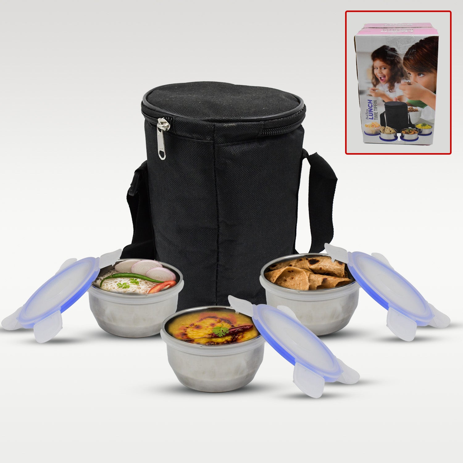 AIRTIGHT & LEAK PROOF STAINLESS STEEL CONTAINER MULTI COMPARTMENT LUNCH BOX CARRY TO ALL TYPE LUNCH IN LUNCH BOX & PREMIUM QUALITY LUNCH BOX IDEAL FOR OFFICE , SCHOOL KIDS & TRAVELLING IDEAL - Springkart 