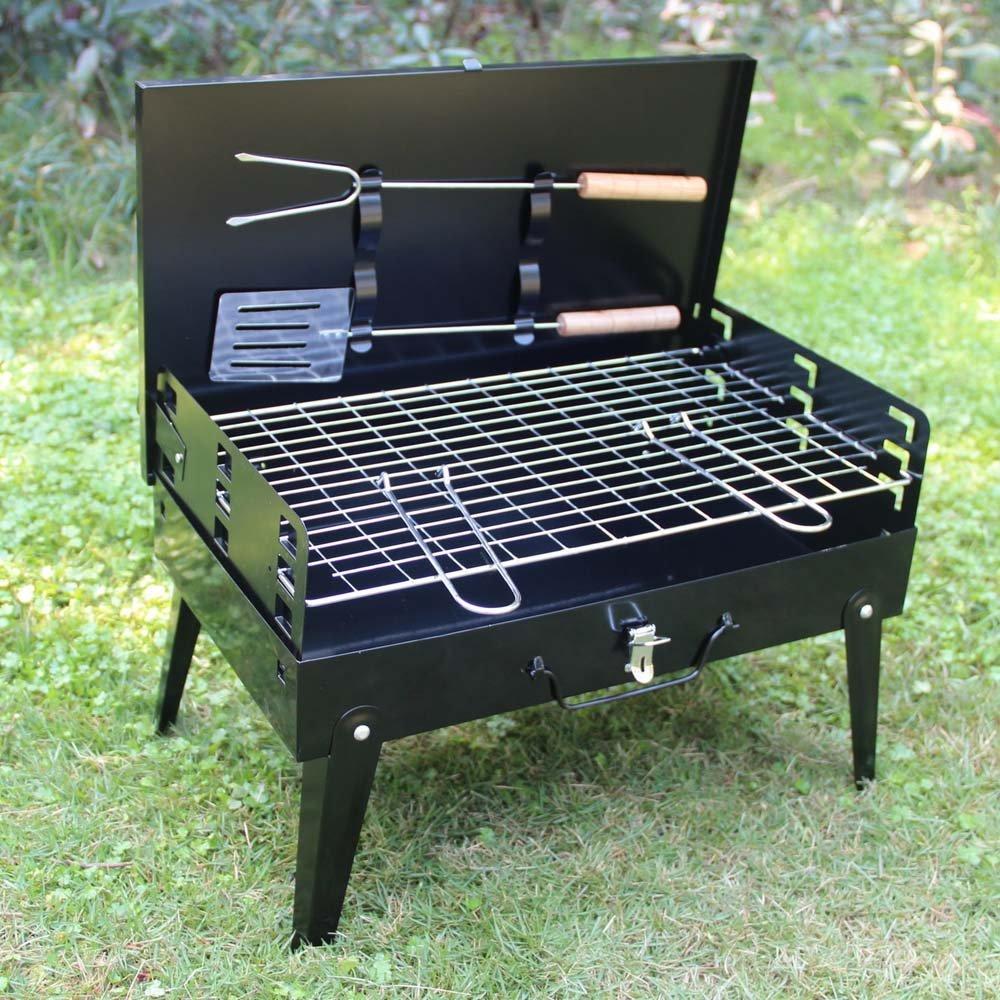 Stainless Steel Briefcase Style Barbecue Grill Toaster (Medium, Black) - Springkart 