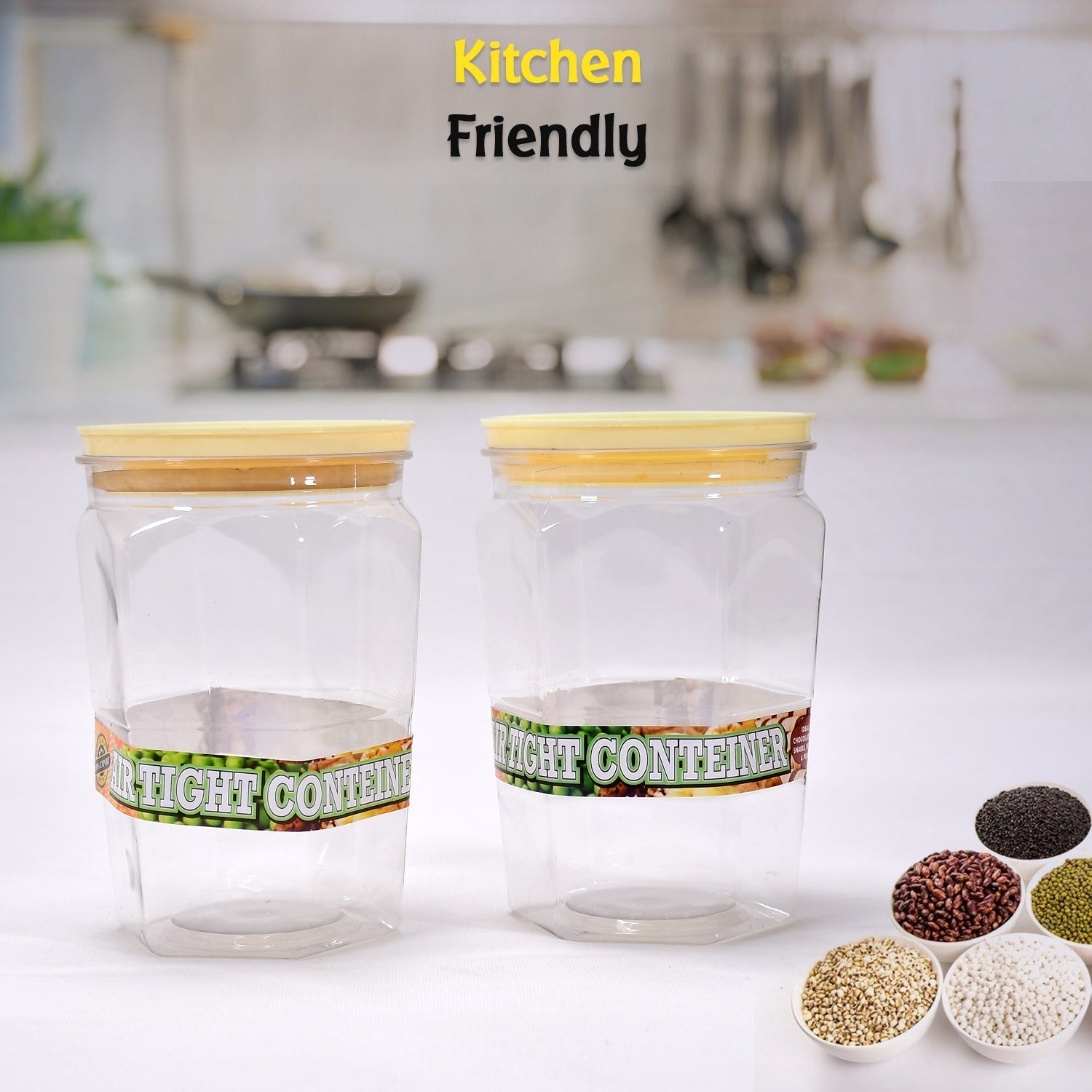 Air Tight Kitchen Storage Container for Rice | Dal | Atta, BPA-Free, Flour | Cereals | Snacks | Stackable | Modular, Round. (Approx - 1100Ml, Set of 2pcs) - Springkart 