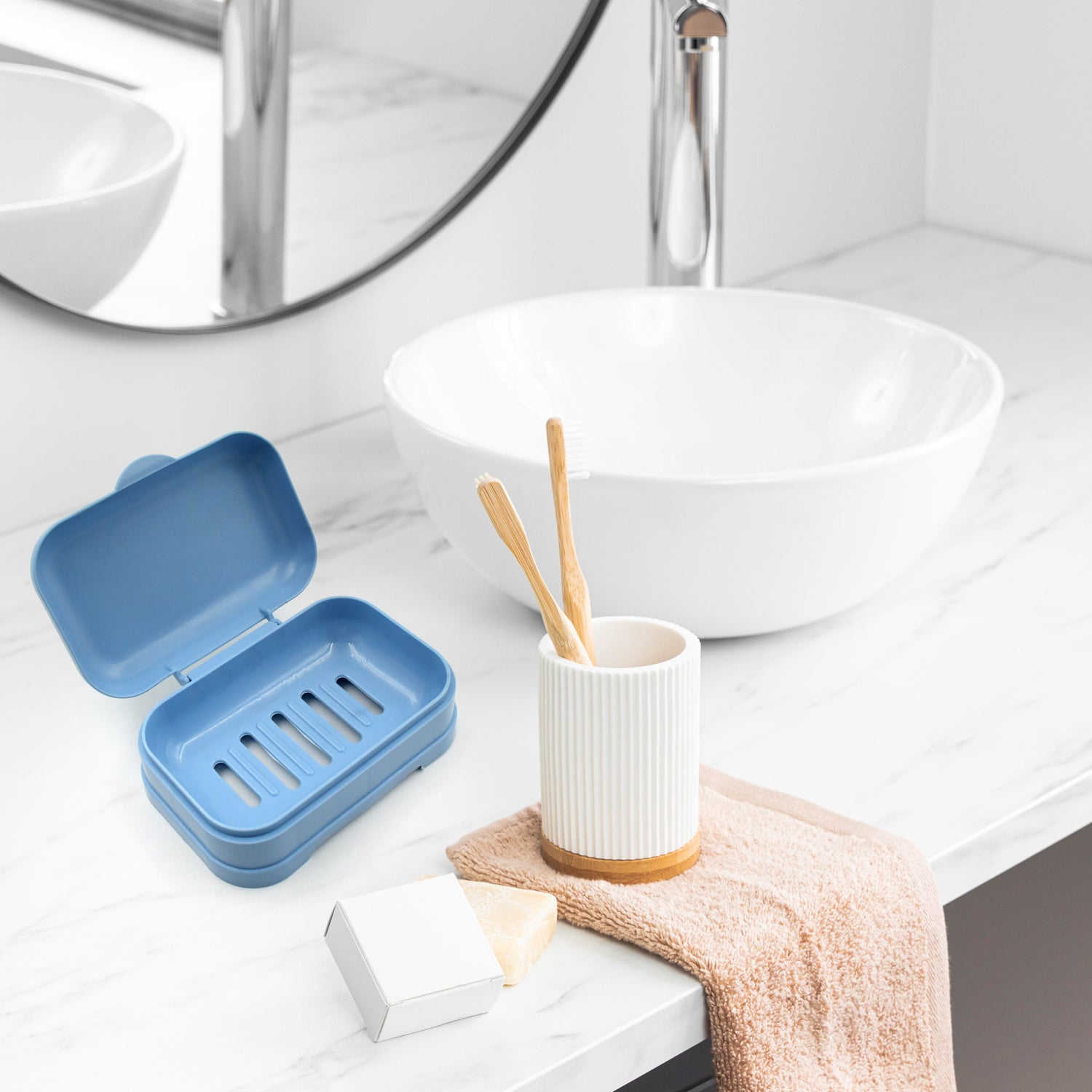 Soap Dish with Drain Soap Holder, Soap Saver Easy Cleaning, Soap Tray for Shower Bathroom Kitchen (1 Pc) - Springkart 