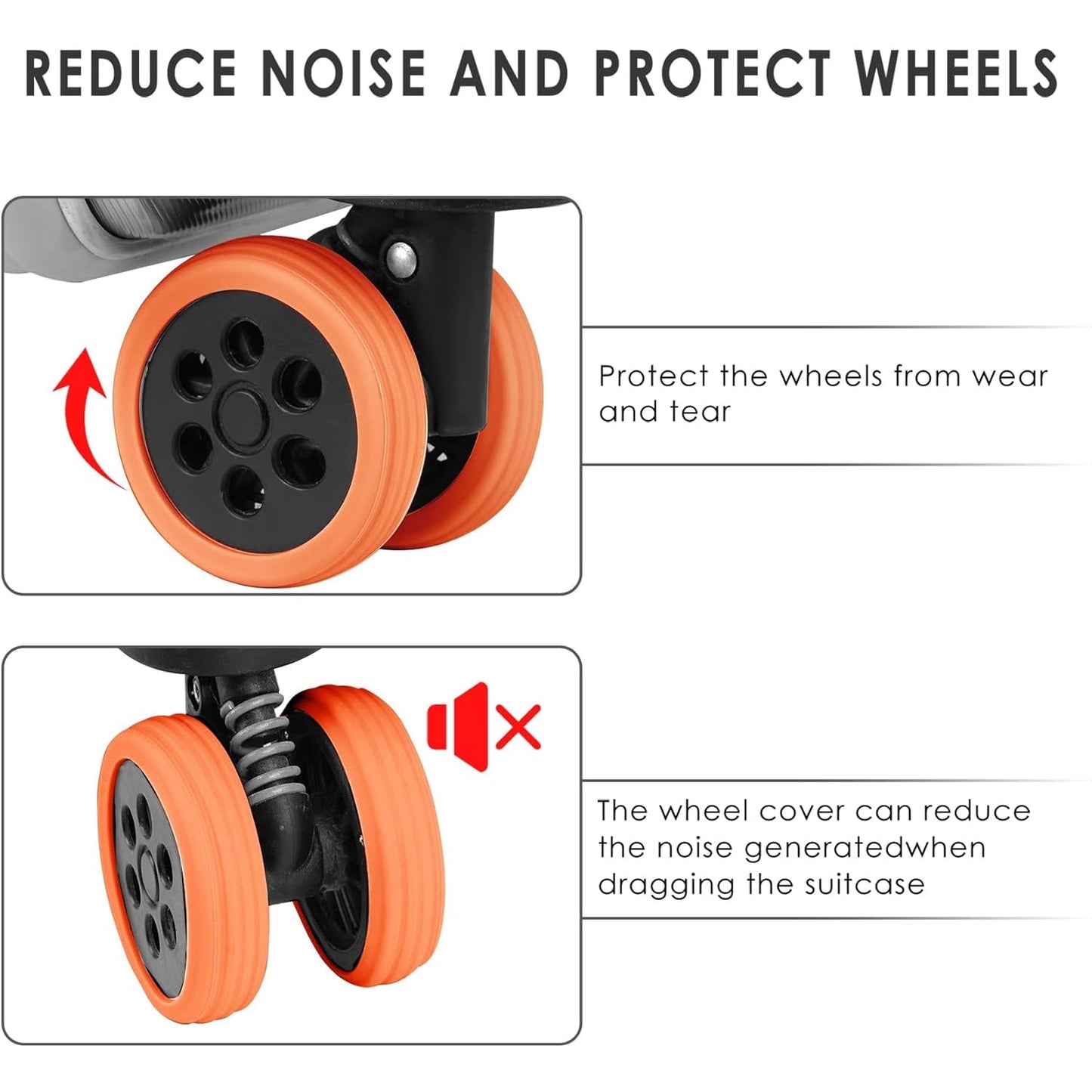 Luggage Wheel Covers, 8 Pcs Luggage Wheel Covers For Suitcase, Reduce Noise For Travel Luggage Suitcase, Silicone Suitcase Wheels Cover, For Protect Suitcase Wheels (8 Pcs) - Springkart 