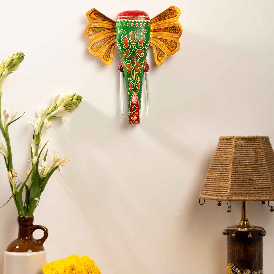 Green Handpainted Elephant Wall DecorGreen Handpainted Elephant Wall Decor                Green Handpainted Elephant Wall Decor