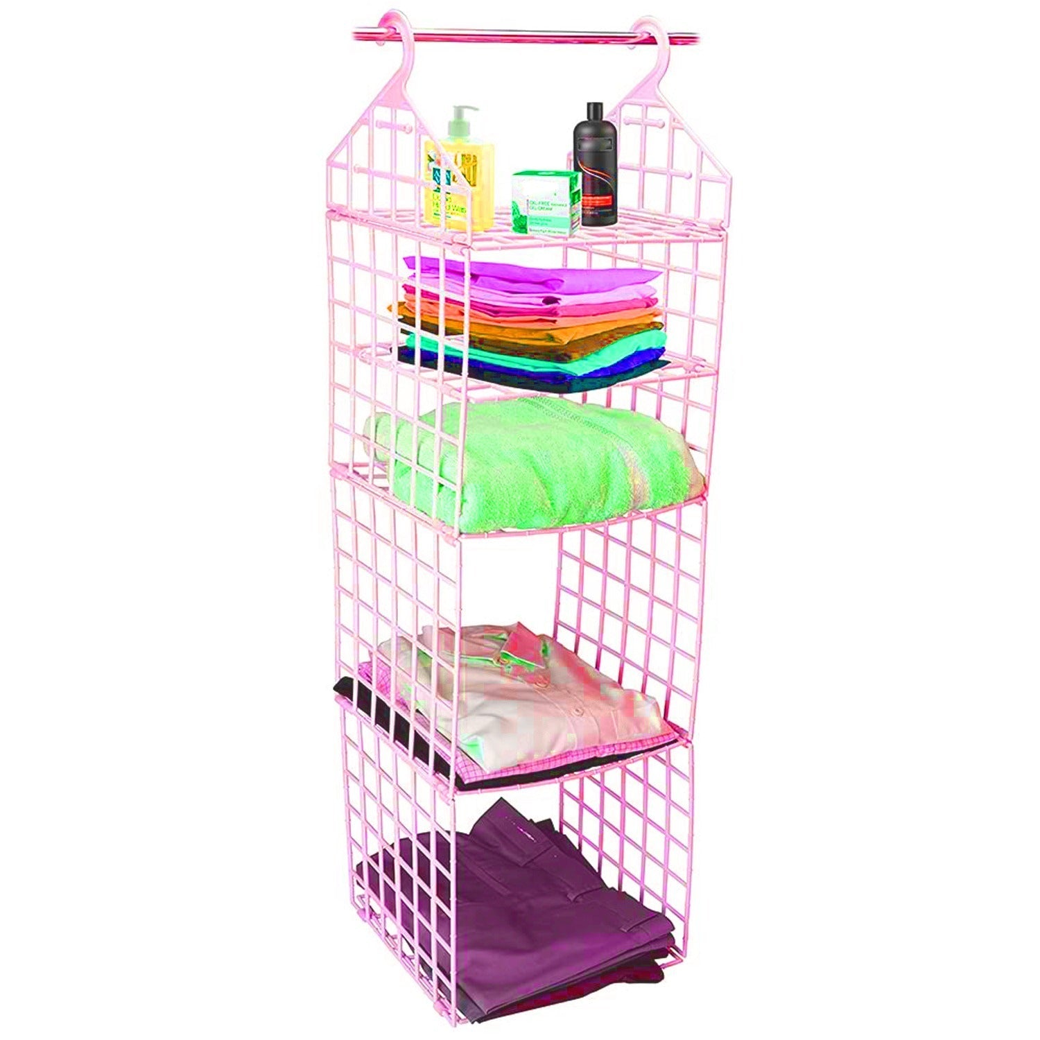 Multipurpose 5 Layer Folding Clothes Storage Racks||Closet for Students Wardrobe Shelves Socks, Scarf, t-Shirt, etc||Hanging Organizer Storage Holders & Racks - Springkart 