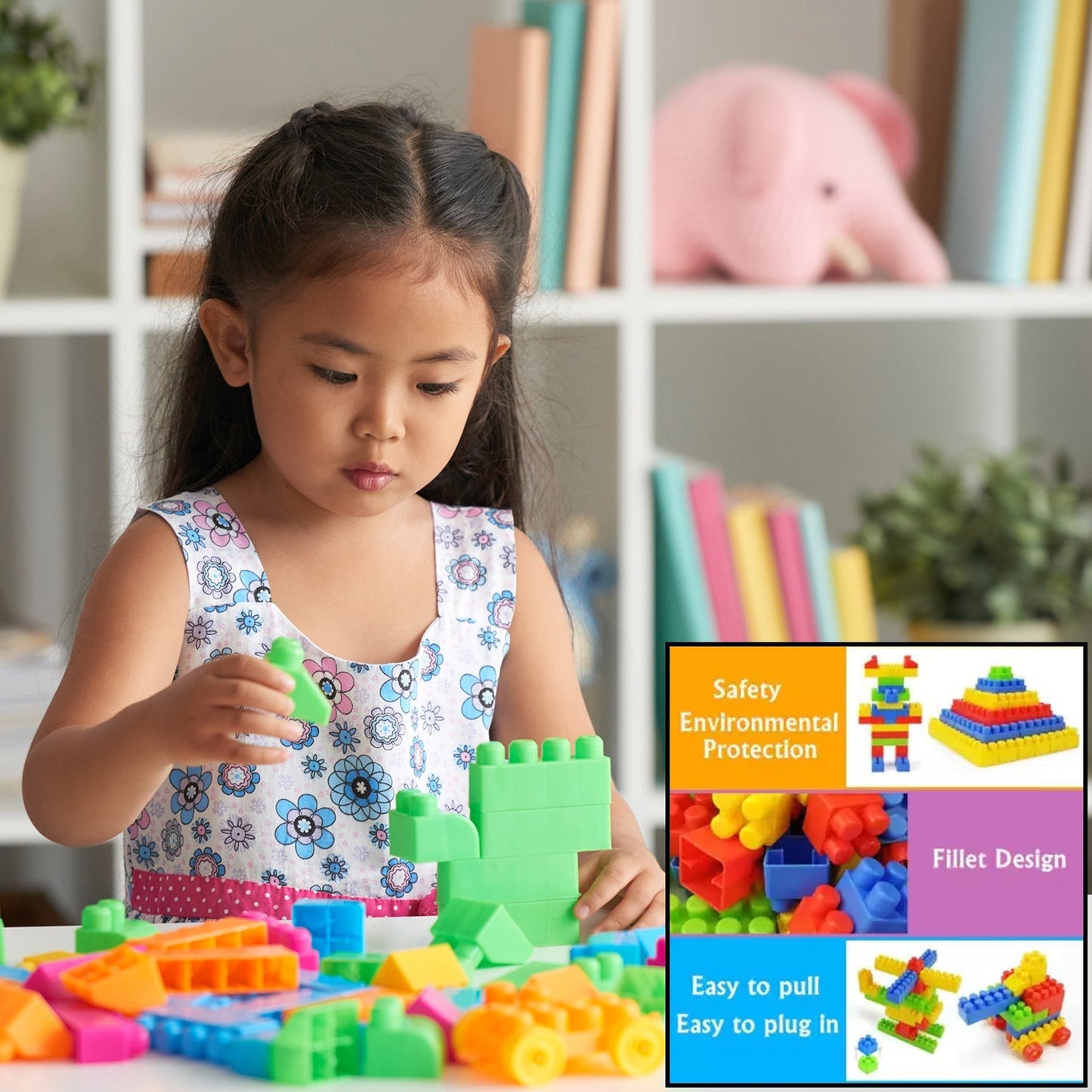 Blocks Set for Kids, Play Fun and Learning Blocks for Kids Games for Children Block Game Puzzles Set Boys, Children (Multicolor, 120 Bricks Blocks) - Springkart 