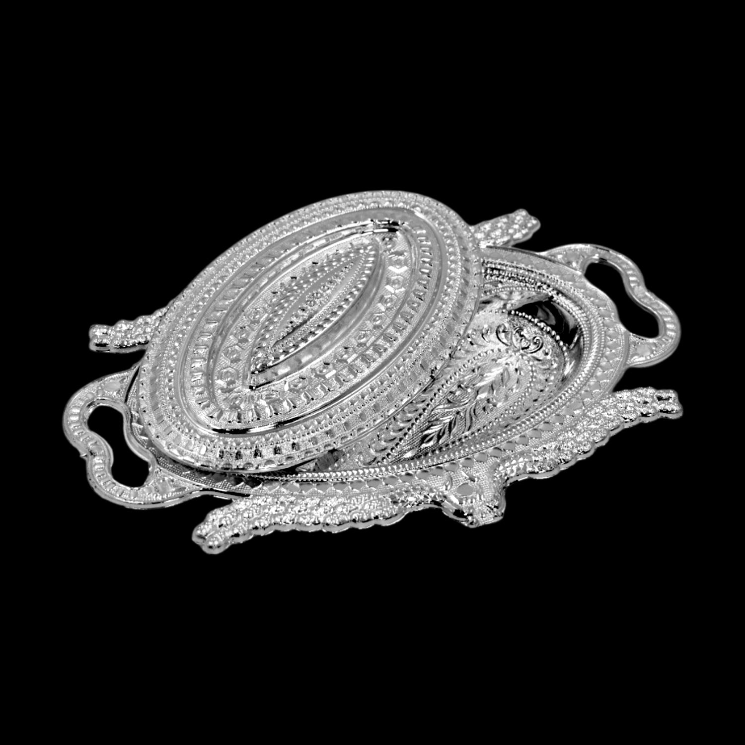 Plastic Peacock Dry Fruit Silver Finish Serving Tray - Springkart 