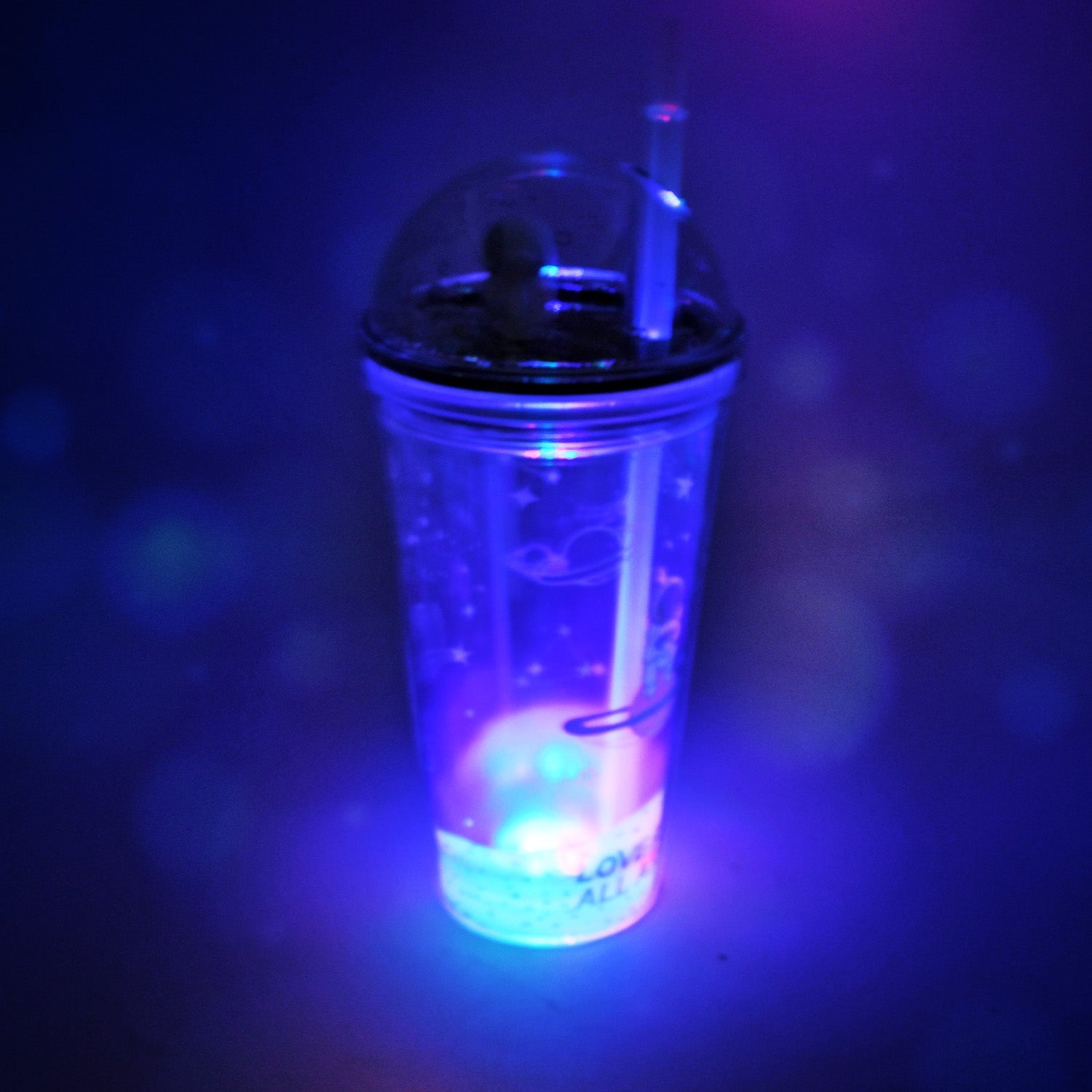 LED Glow Light, Design Printed Insulated Double Wall Plastic Tumbler Cups With Straws 13oz Theming Astronaut in Space Travel Tumbler Freezer Mug Drinking Cups for Boys and Girls School/Tuition/Gym/ Picnic (Pack Of 1) - Springkart 