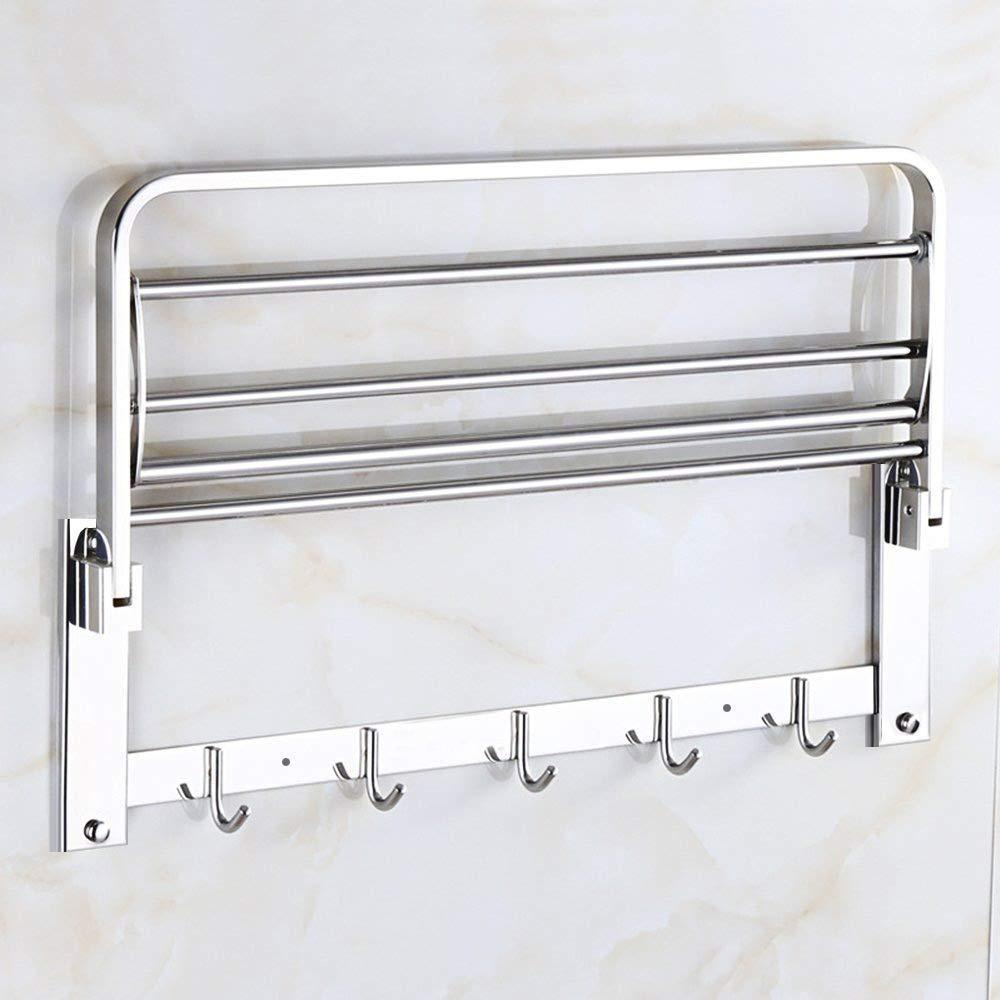 Bathroom Accessories Stainless Steel Folding Towel Rack - Springkart 