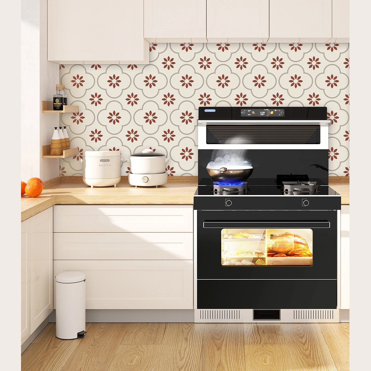 Peel and Stick Floor Tiles Kitchen / Bathroom Backsplash Sticker Detachable Waterproof DIY Tile Stickers for Wall Decoration Tiles Home Decoration (8x8 Inch / 10 Pcs Set) - Springkart 