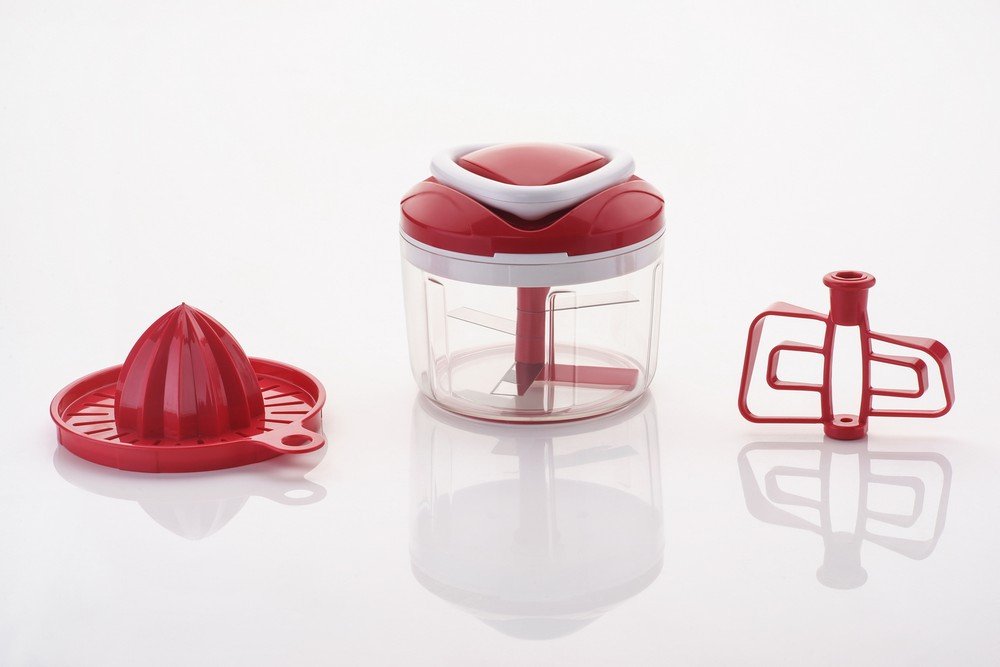 Ganesh Easy Pull 3-in-1 Plastic Chopper (650ml, 125mm, Red) - Springkart 