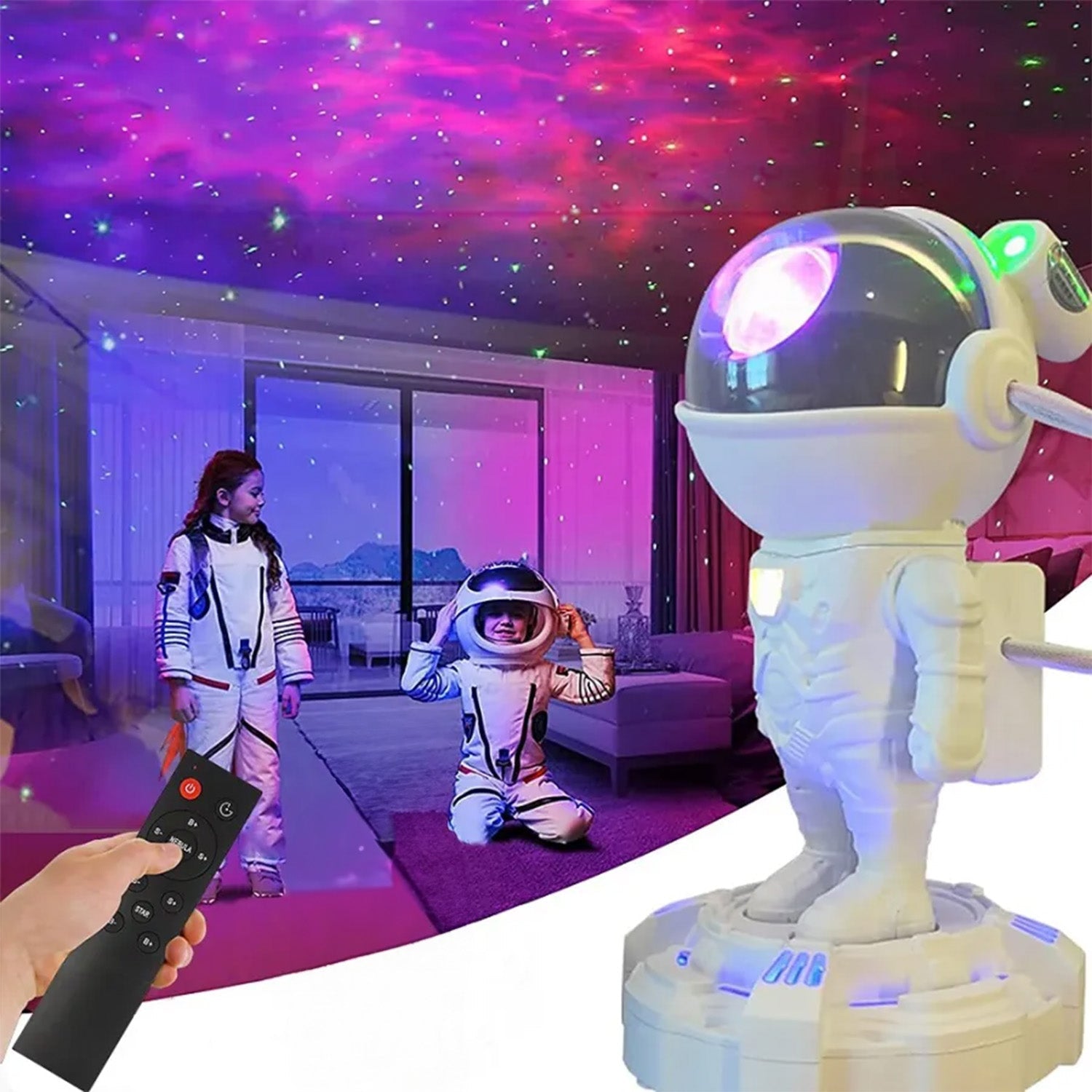 Robot Sky Space Stars Light Astronaut Galaxy Projector, Night lamp, Bedroom, Kids, Projector, Remote Control, Star Projector Will Take Children's to Explore The Vast Starry Sky for Adults, raksha bandhan, Diwali Gift - Springkart 
