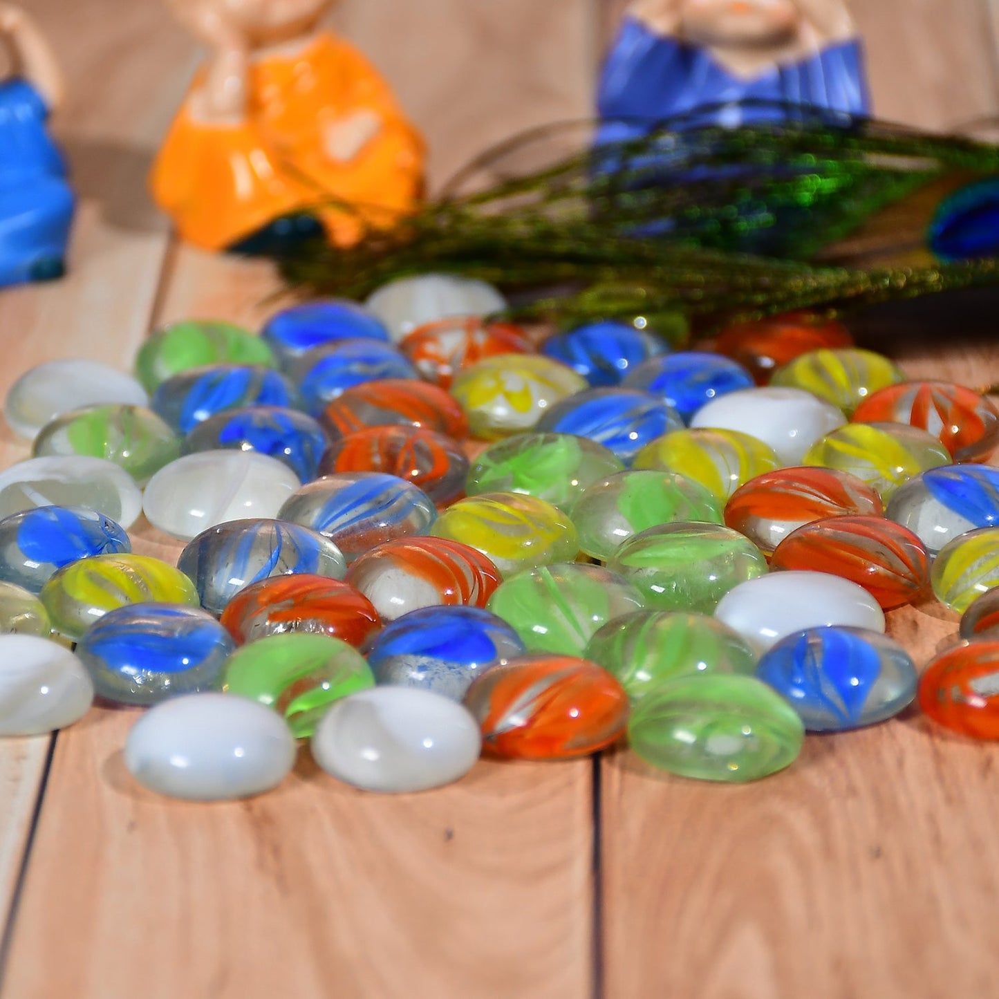 Glass Gem Stone, Flat Round Marbles Pebbles for Vase Fillers, Attractive pebbles for Aquarium Fish Tank. - Springkart 