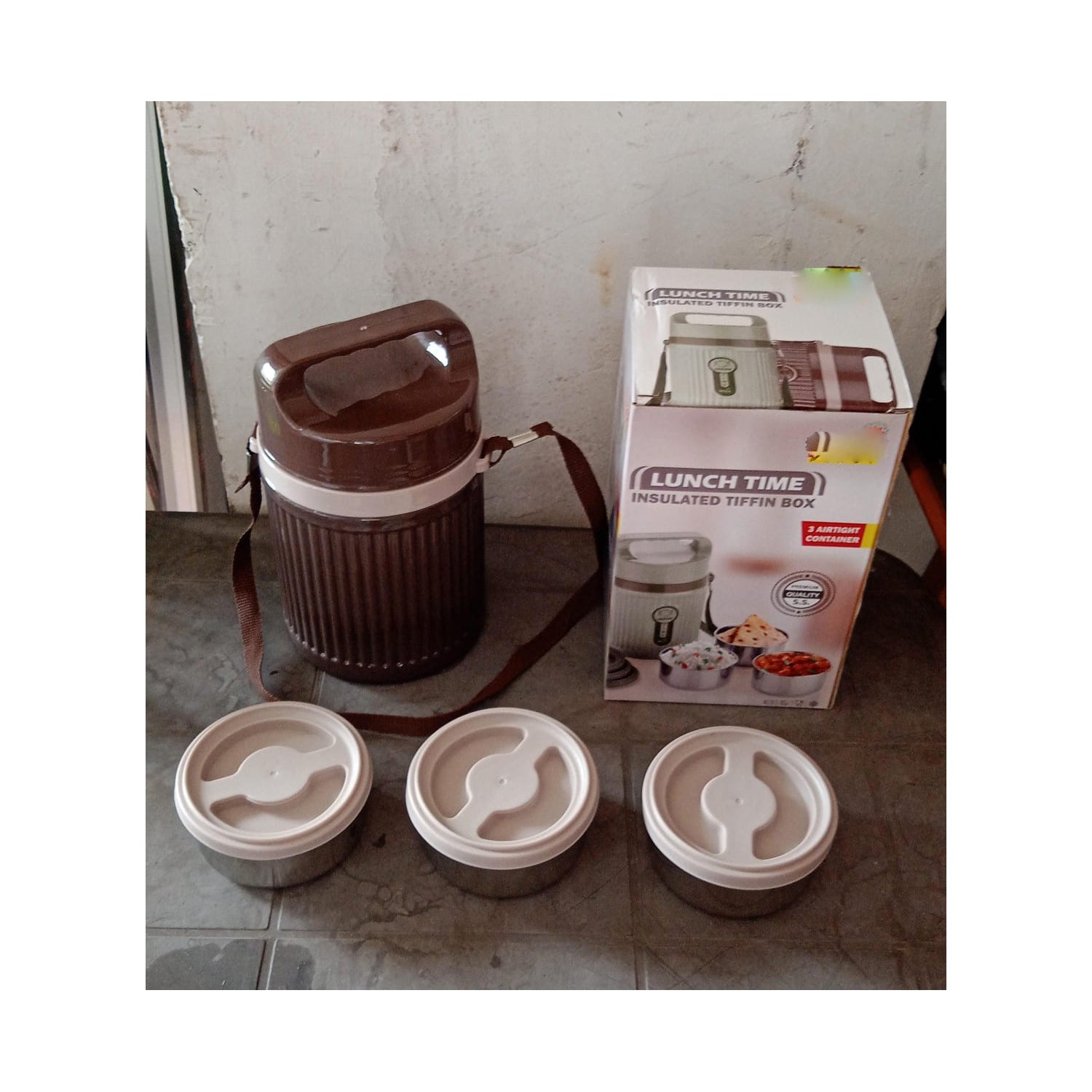 Stackable Insulated Tiffin with Handle (1 Pc): Leakproof, Hot Food Container - Springkart 