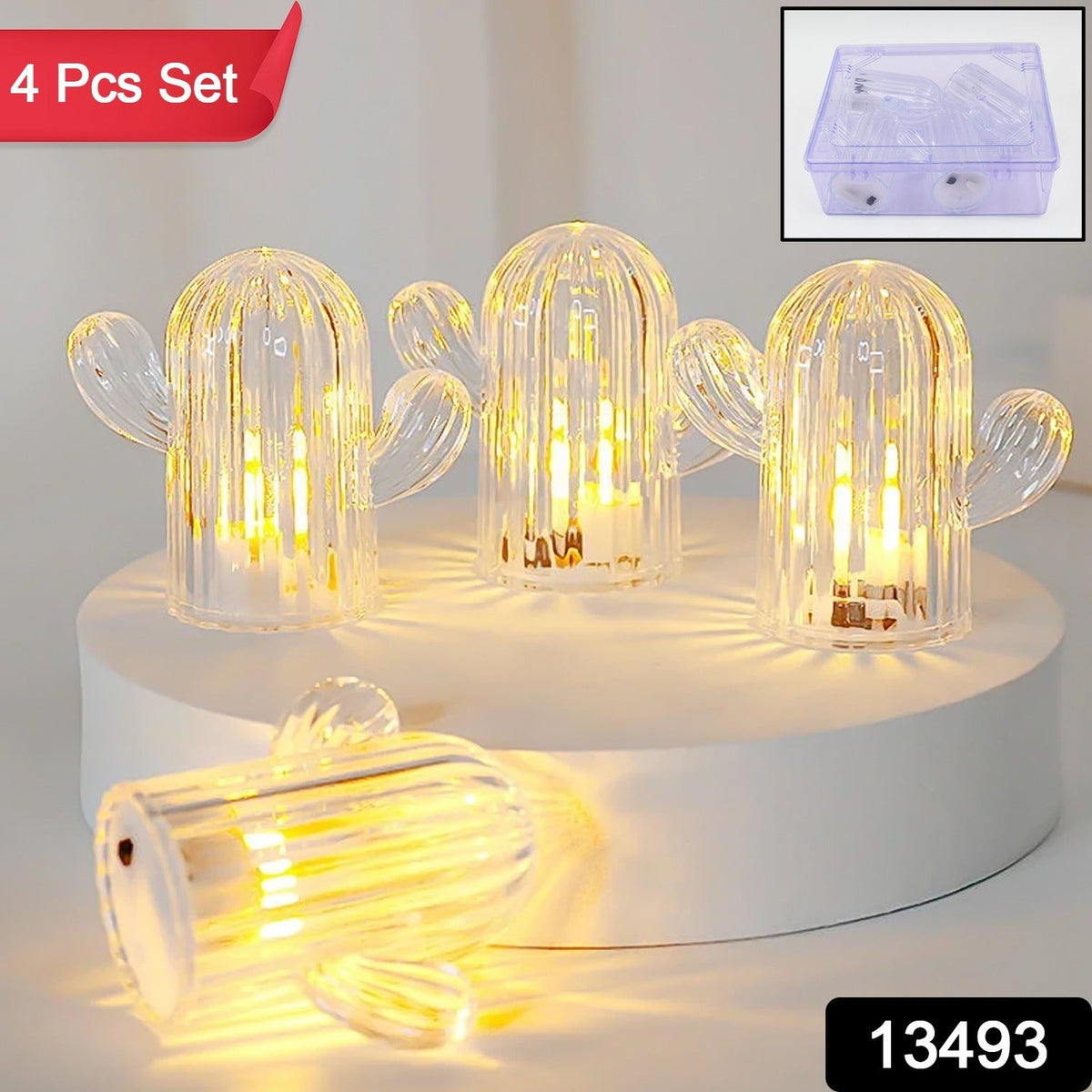 Cute Cactus LED Night Light (Cactus / 4 Pcs Set) - Springkart 